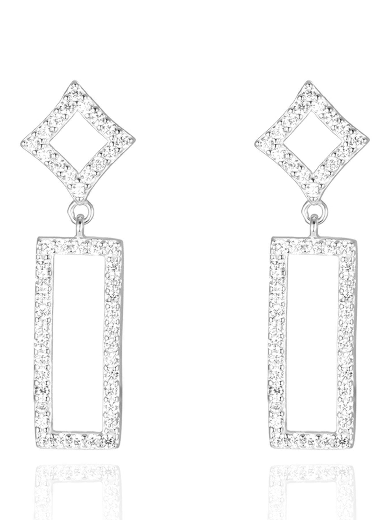 The Love Collection Sterling Silver Open Pave CZ Droppers