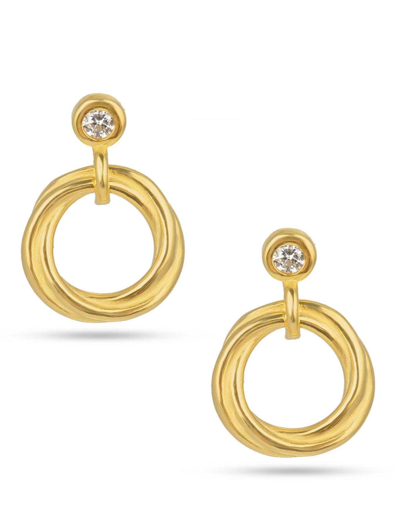 image of the-love-collection-gold-plated-sterling-silver-rubover-cz-rope-drop-earrings