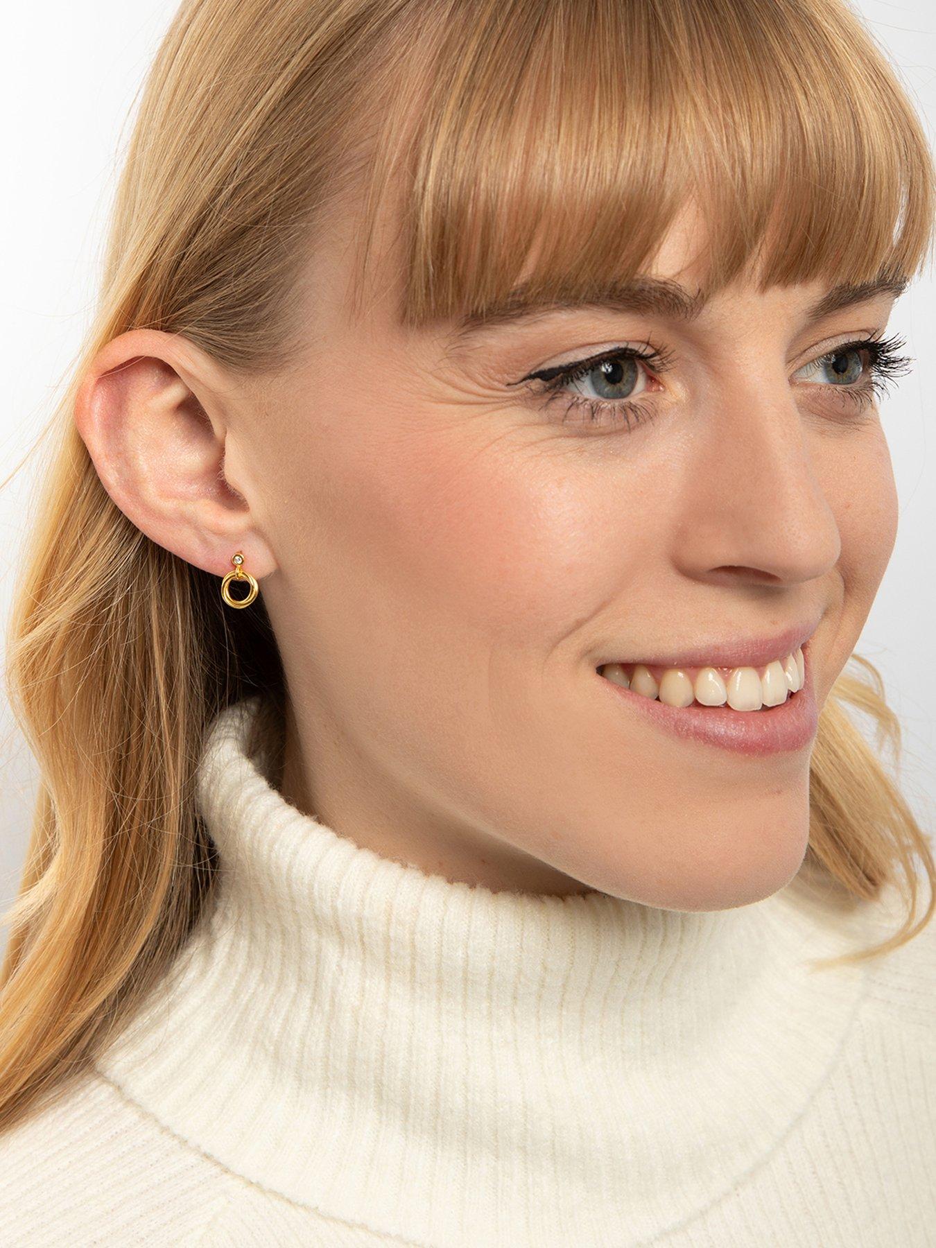  image of the-love-collection-gold-plated-sterling-silver-rubover-cz-rope-drop-earrings