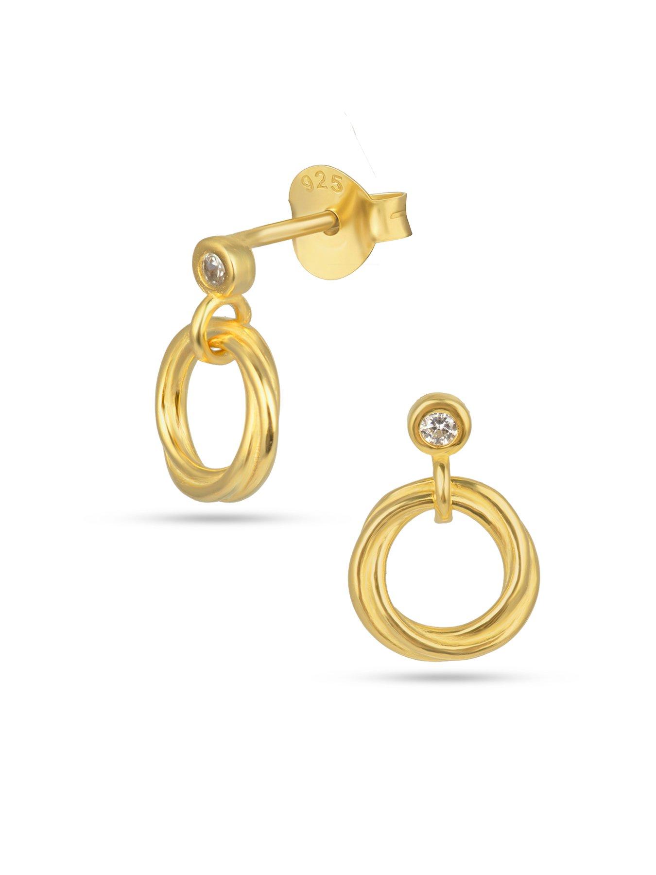  image of the-love-collection-gold-plated-sterling-silver-rubover-cz-rope-drop-earrings