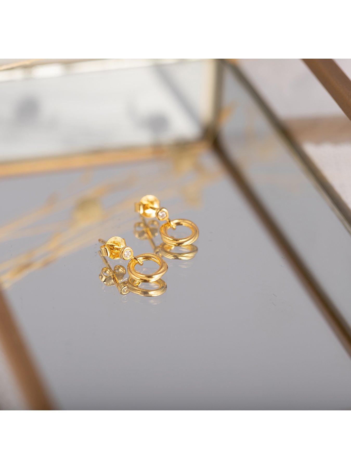  image of the-love-collection-gold-plated-sterling-silver-rubover-cz-rope-drop-earrings