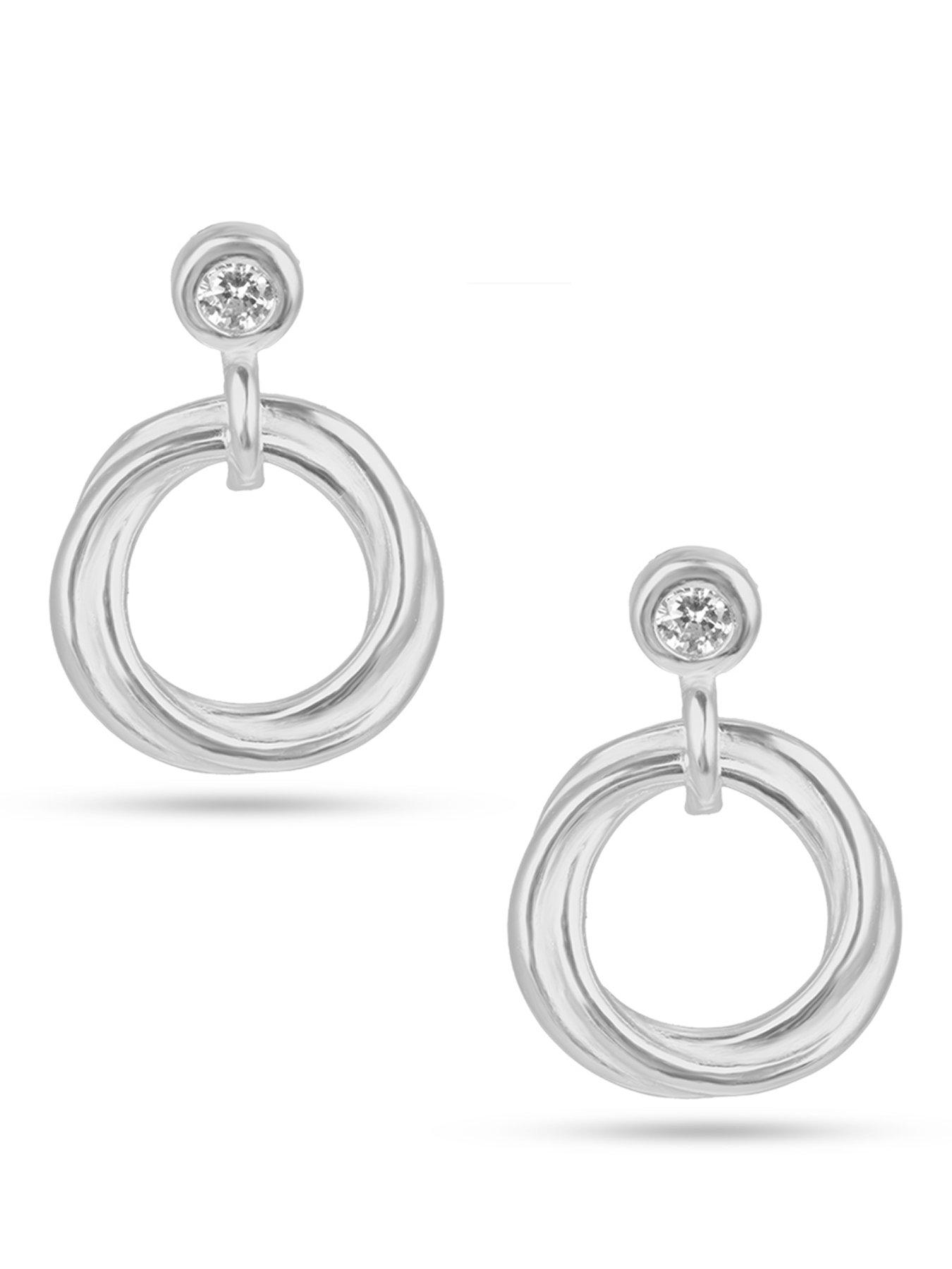The Love Collection Sterling Silver Rubover CZ Rope Drop Earrings