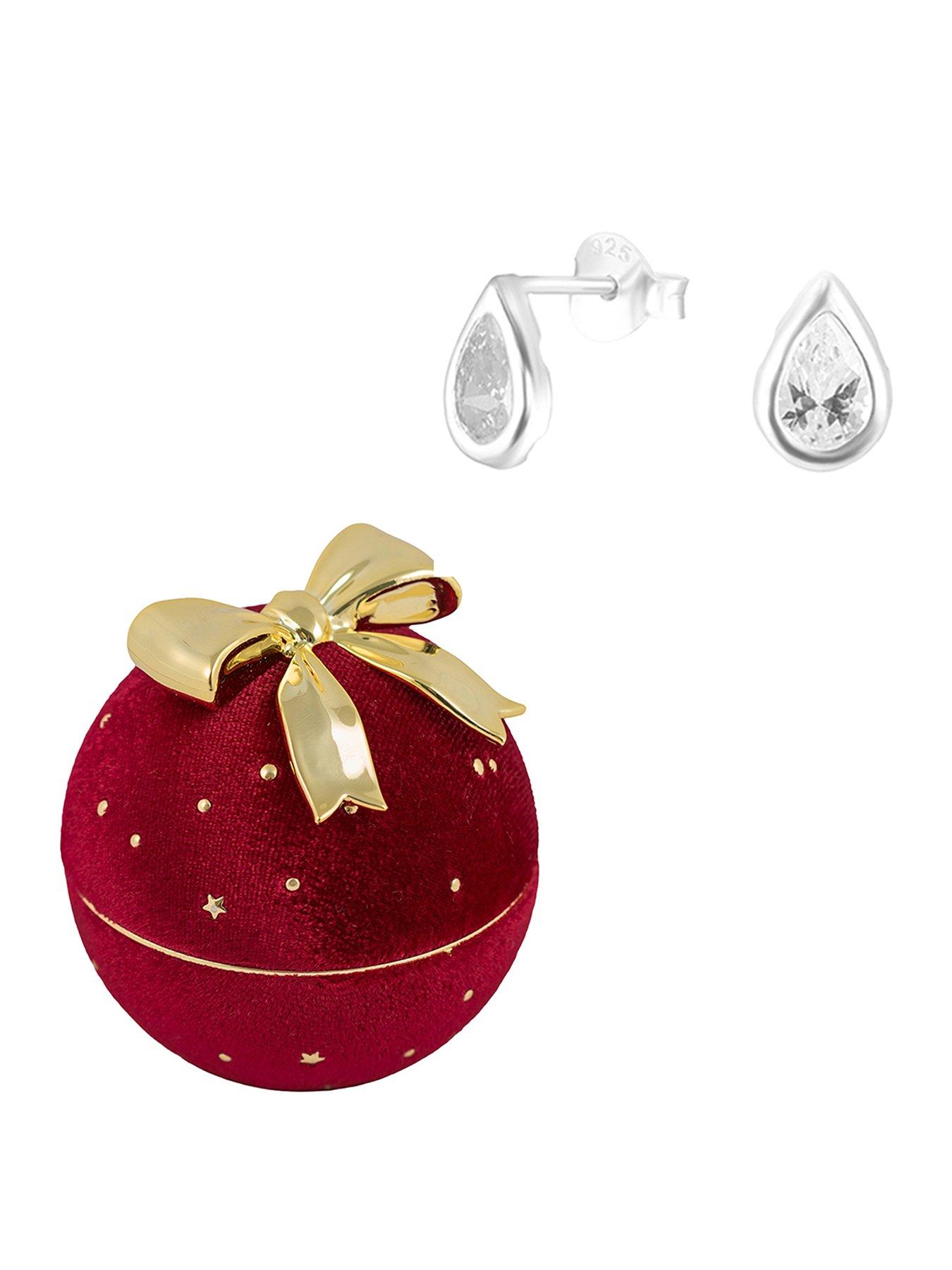 The Love Collection Sterling Silver 4x6mm Cubic Zirconia tear shape earrings with Bauble Box