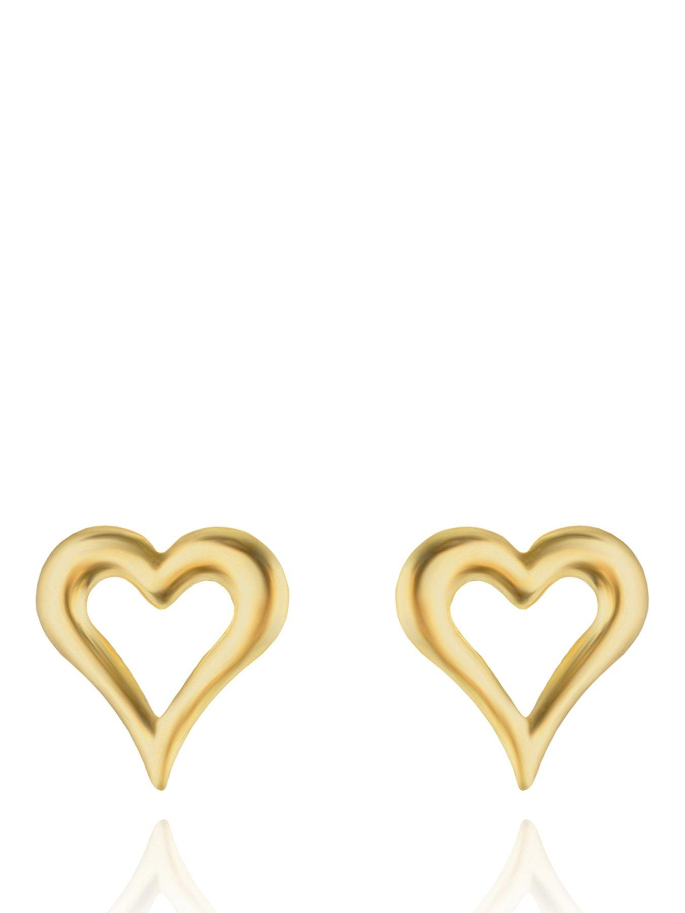 Image 1 of 4 of The Love Collection 9ct yellow gold small pierced heart stud earrings