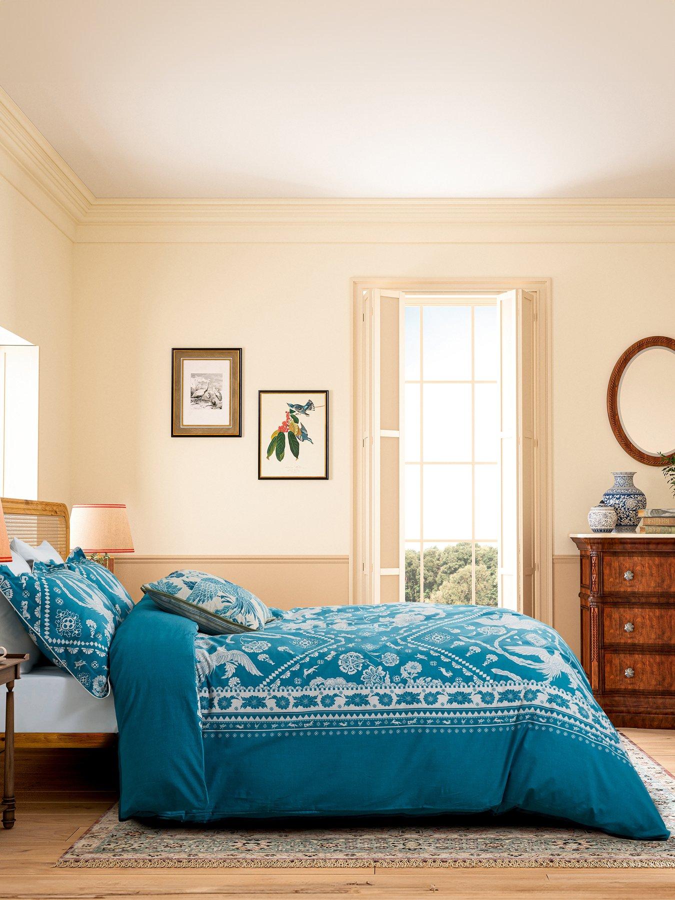 undefined Hidcote Birds Floral Duvet Cover Set Blue