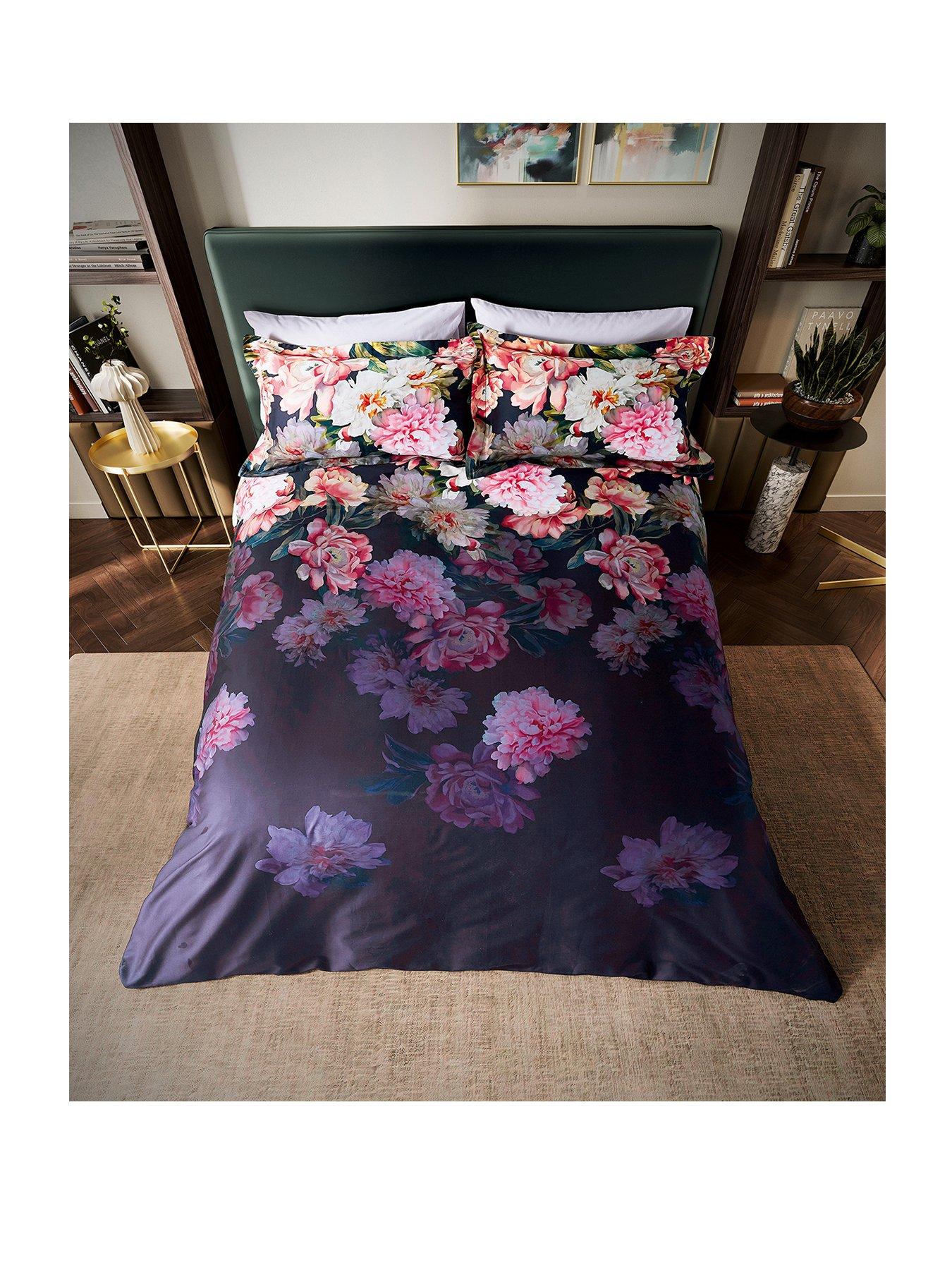 Image 2 of 5 of Ted Baker Painted Posy Duvet Cover Set Navy