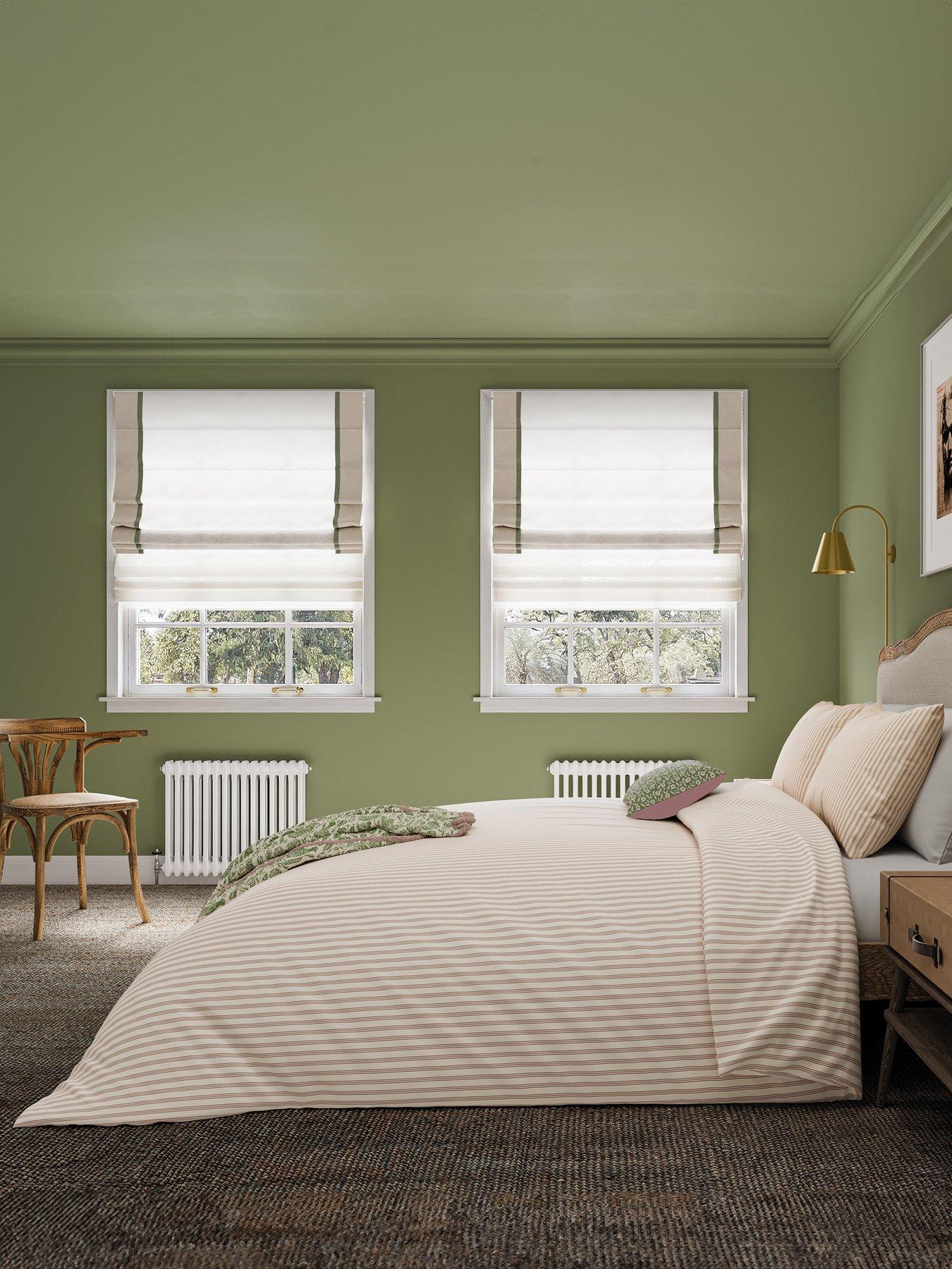 Image 1 of 4 of Helena Springfield Ticking Stripe Duvet Cover Set Green/Pink