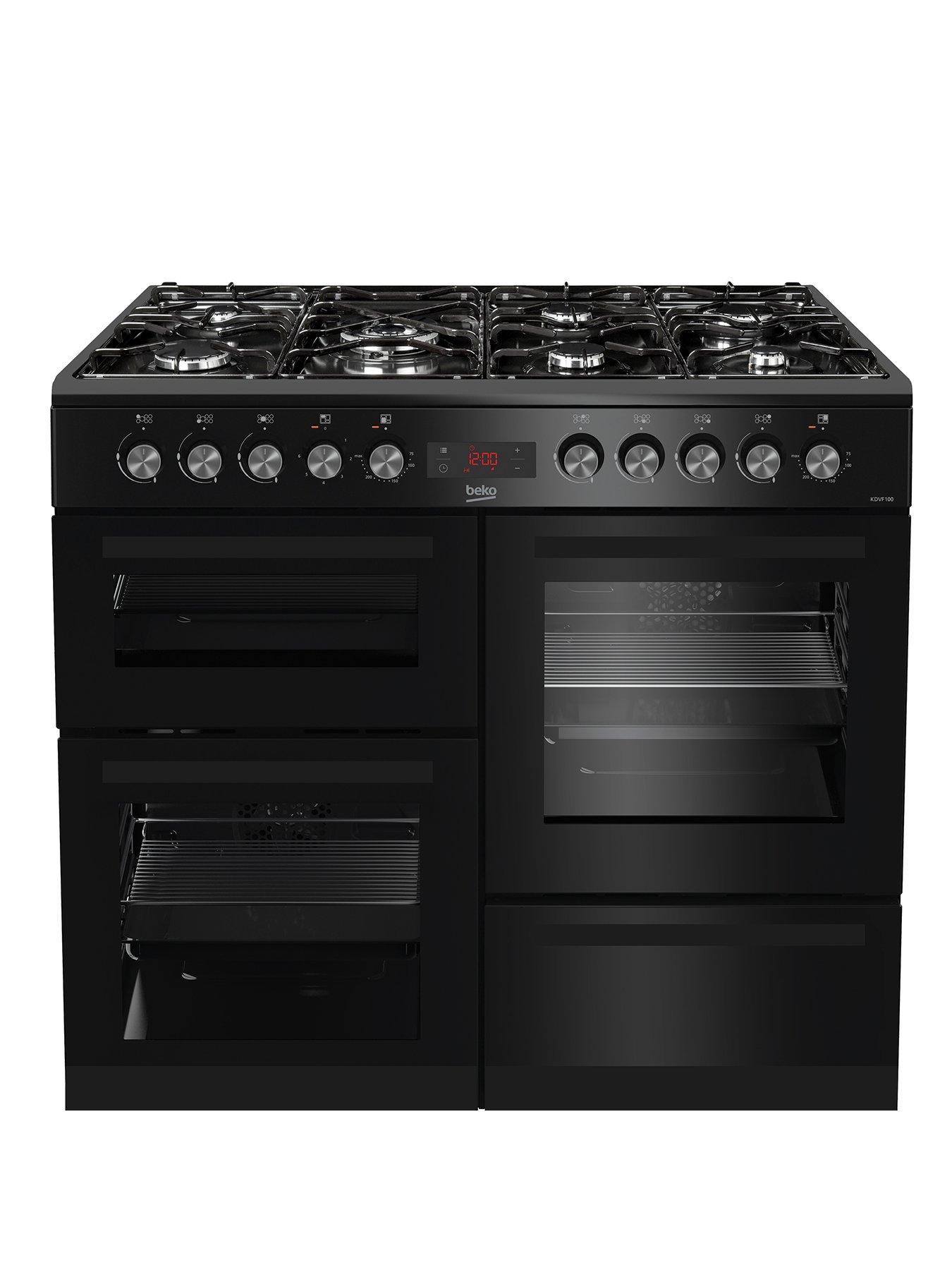 front image of beko-kdvf100k-100cm-wide-with-7-burners-range-cooker-black