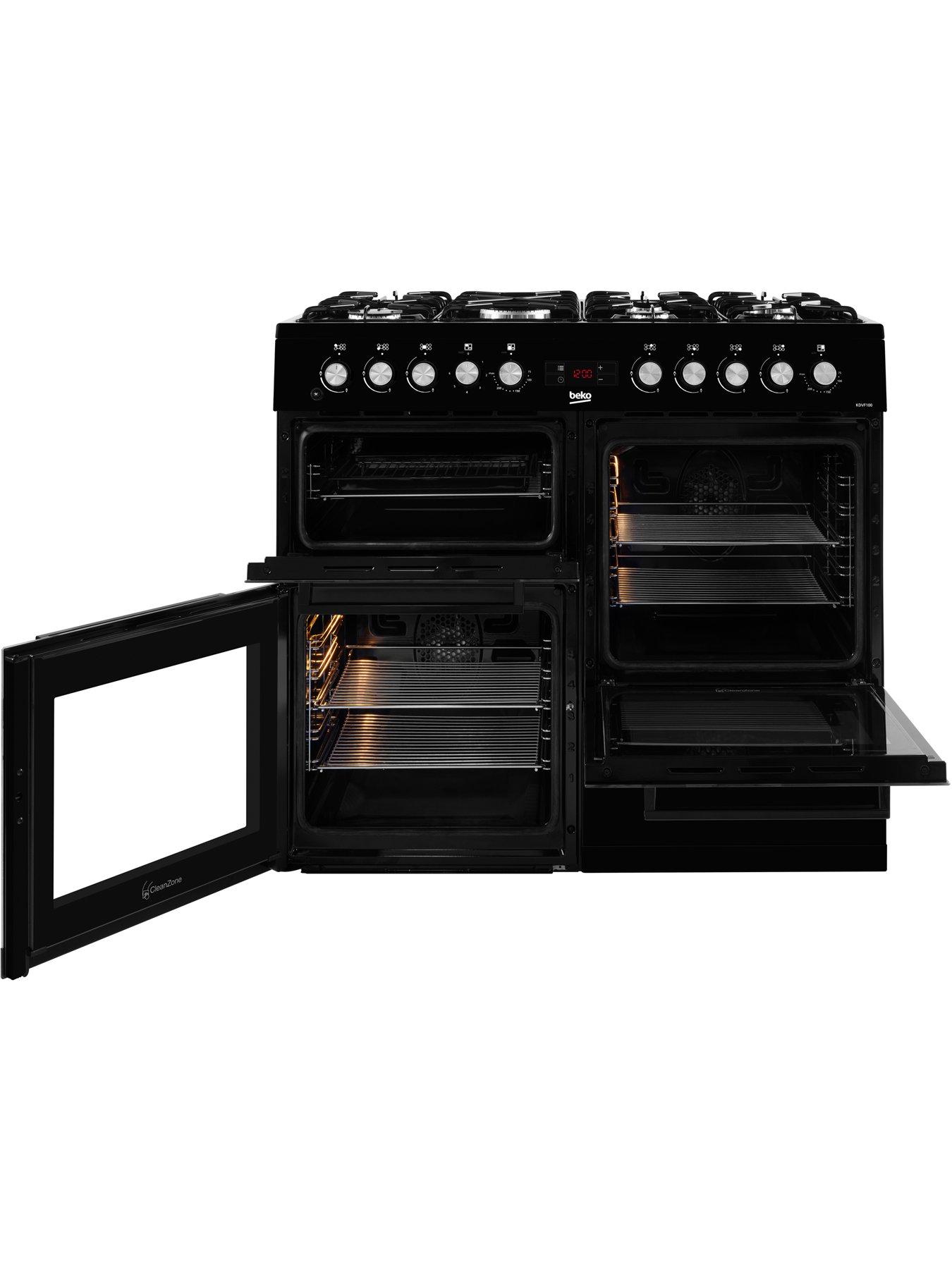  image of beko-kdvf100k-100cm-wide-with-7-burners-range-cooker-black