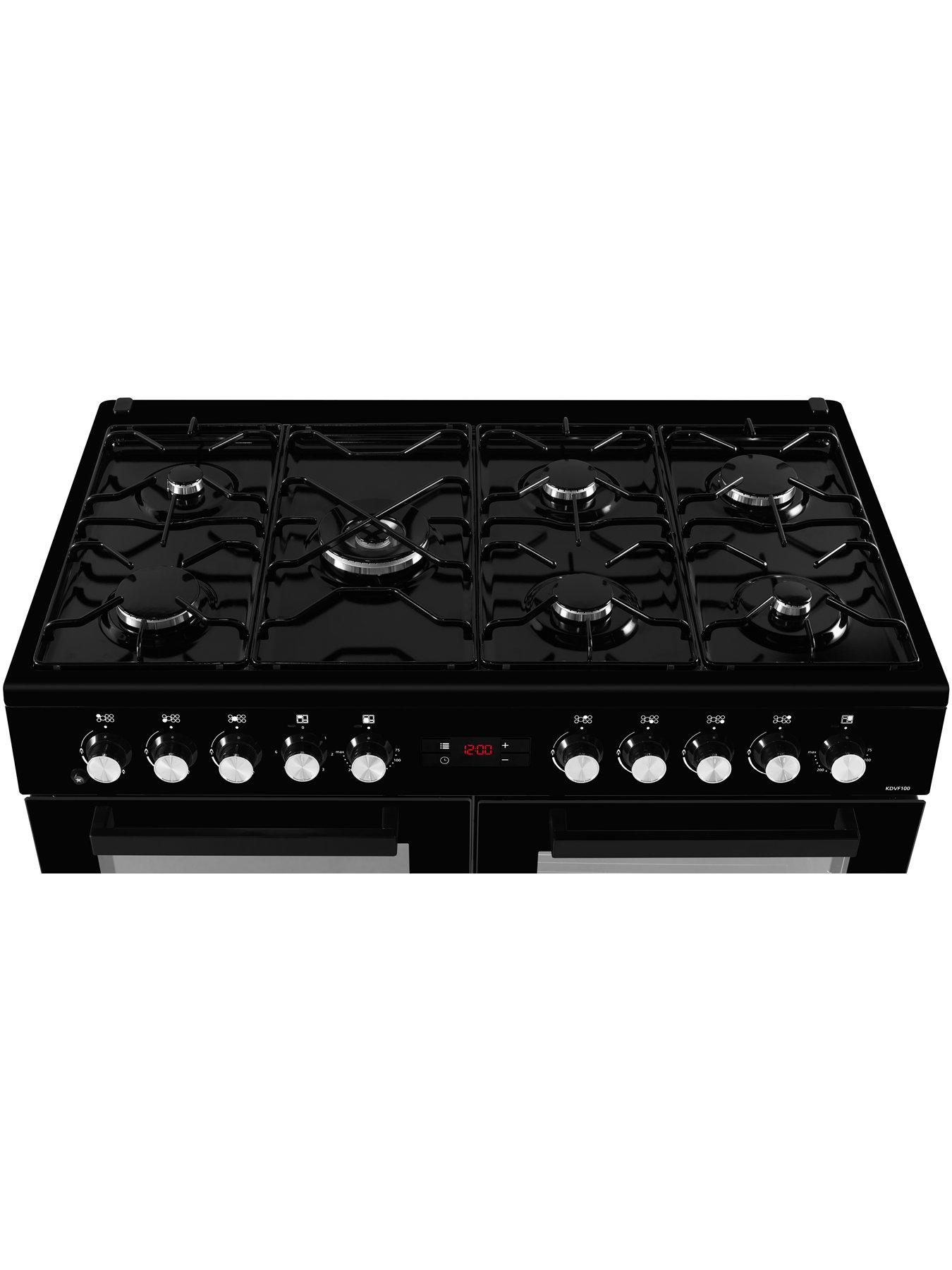  image of beko-kdvf100k-100cm-wide-with-7-burners-range-cooker-black