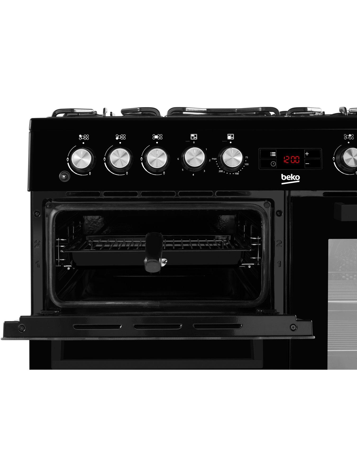  image of beko-kdvf100k-100cm-wide-with-7-burners-range-cooker-black