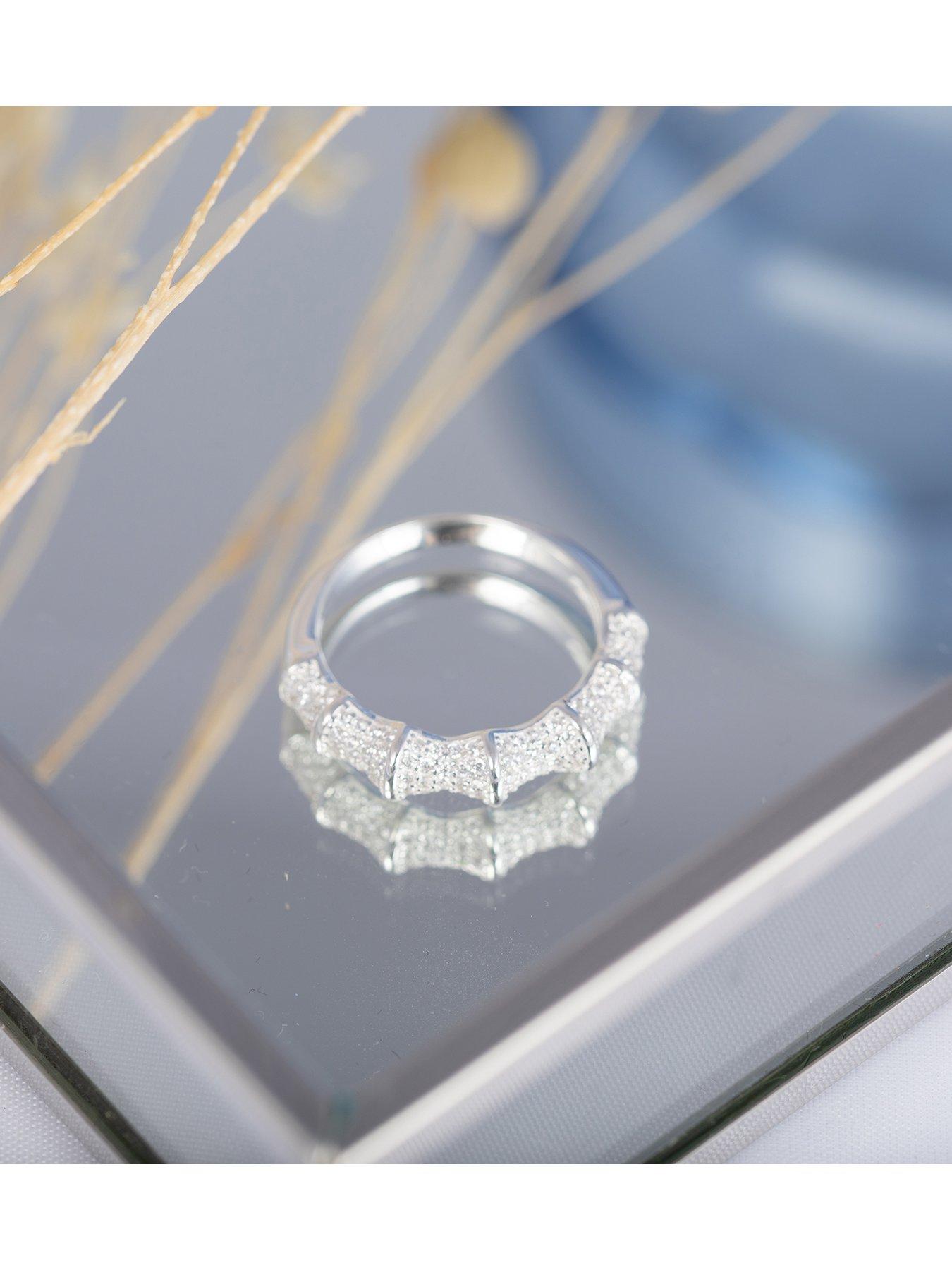 Image 4 of 5 of The Love Collection Sterling Silver CZ Pave Bamboo Ring