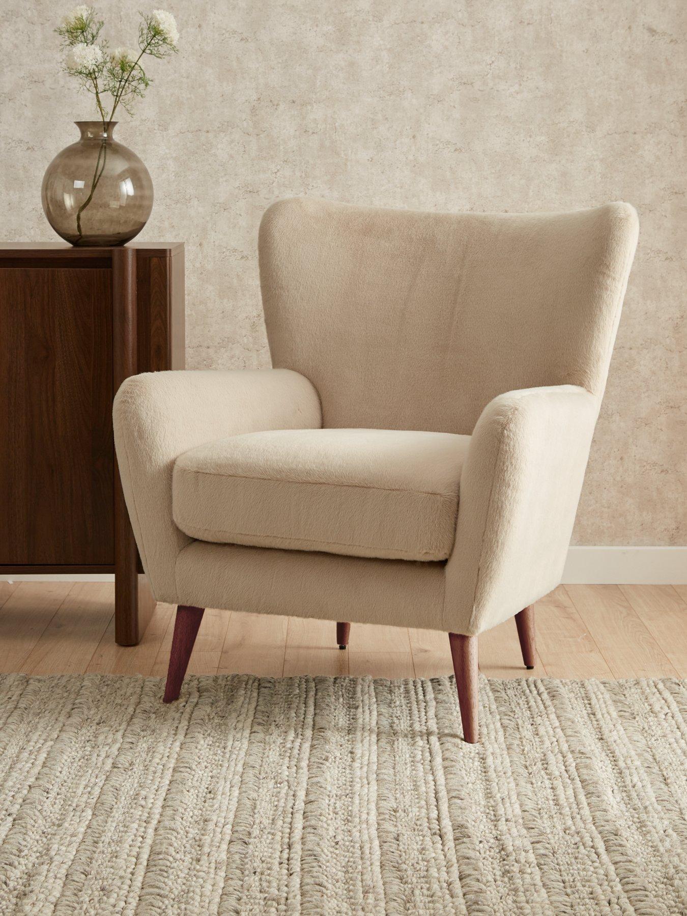 The Very Collection Dove Faux Fur Wing Accent Chair - FSC® Certified