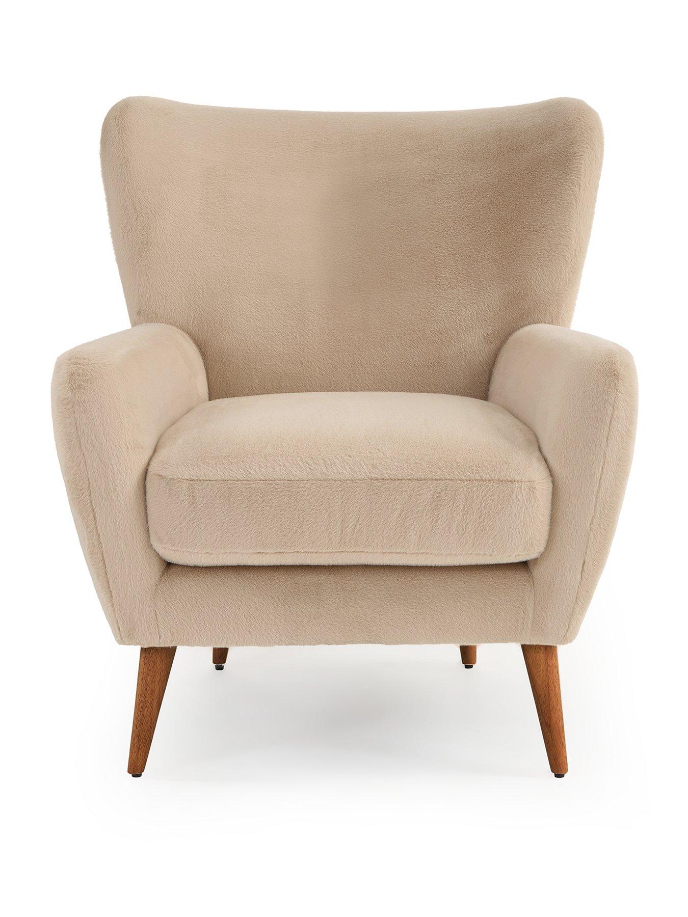 Image 2 of 7 of Very Home Dove Faux Fur Wing Accent Chair