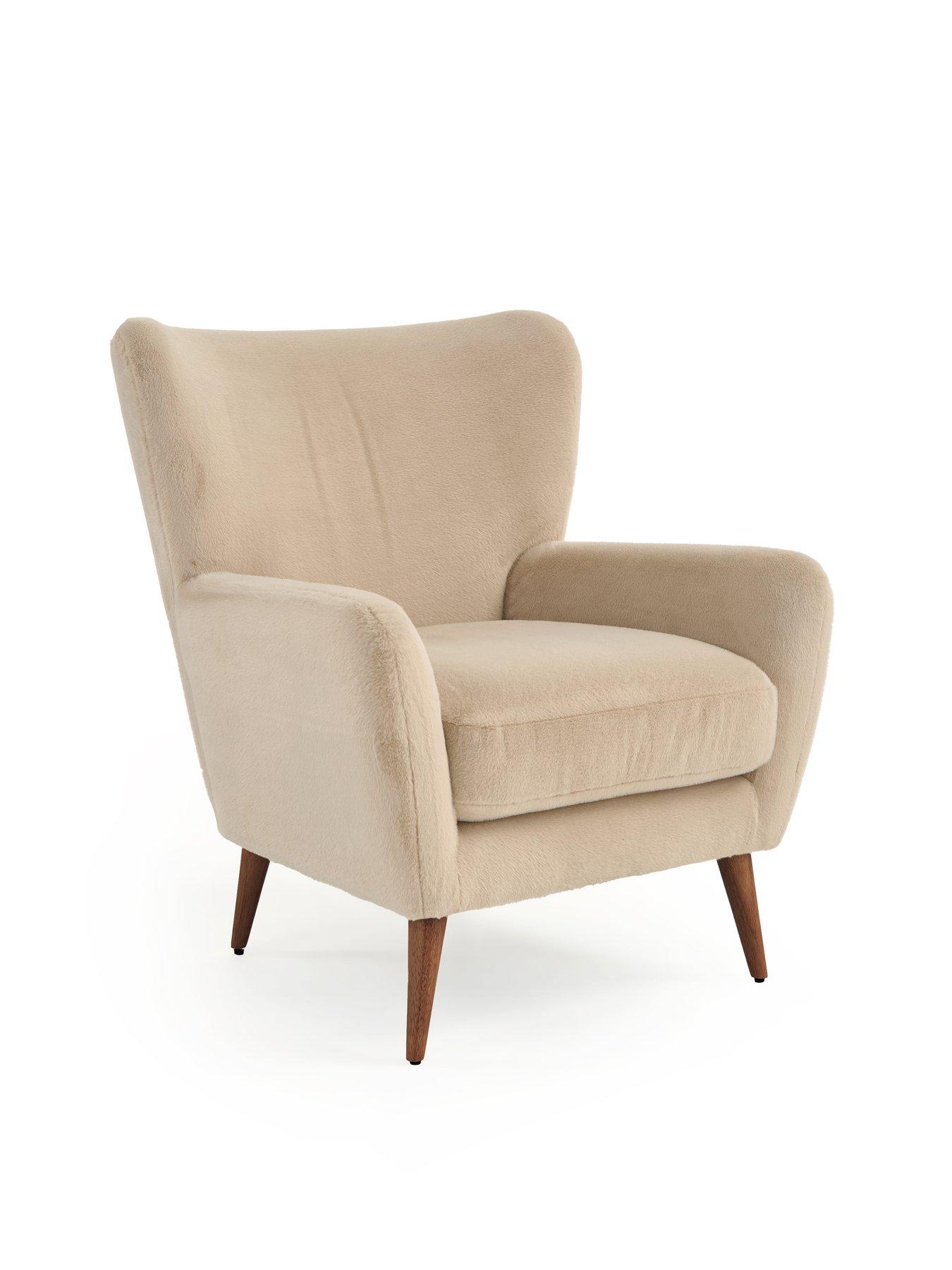 Image 3 of 7 of Very Home Dove Faux Fur Wing Accent Chair