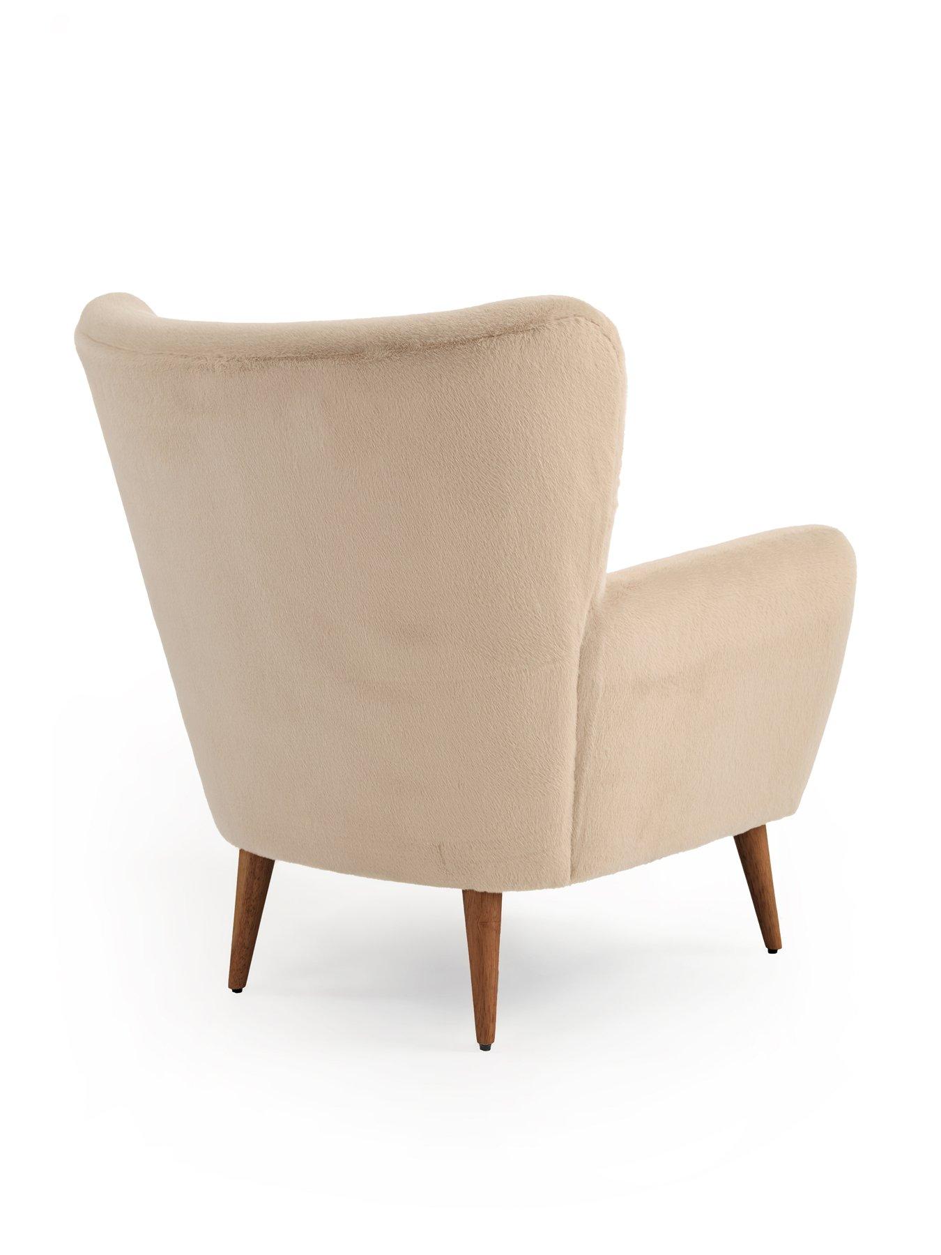 Image 4 of 7 of Very Home Dove Faux Fur Wing Accent Chair