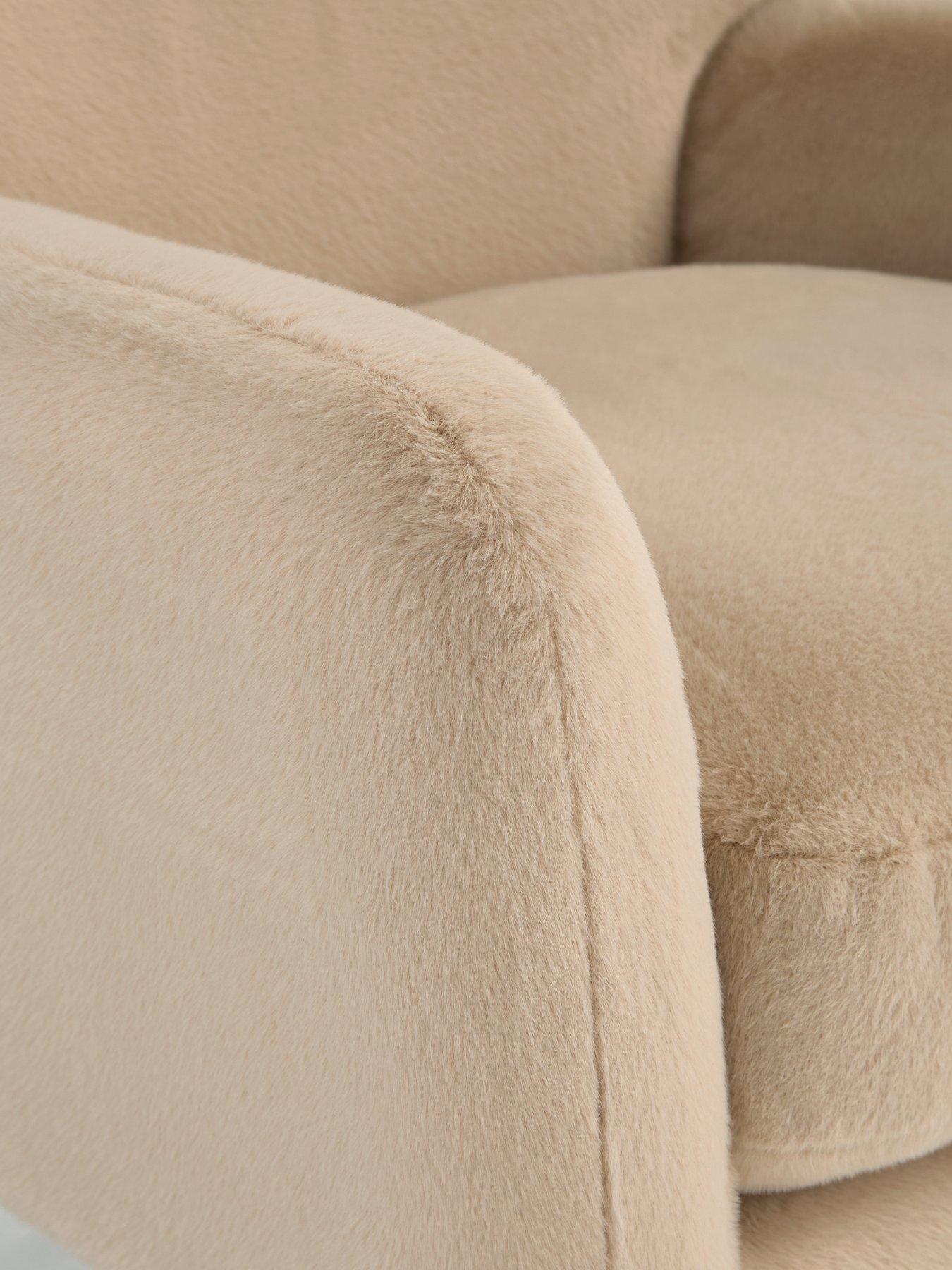 Image 5 of 7 of Very Home Dove Faux Fur Wing Accent Chair