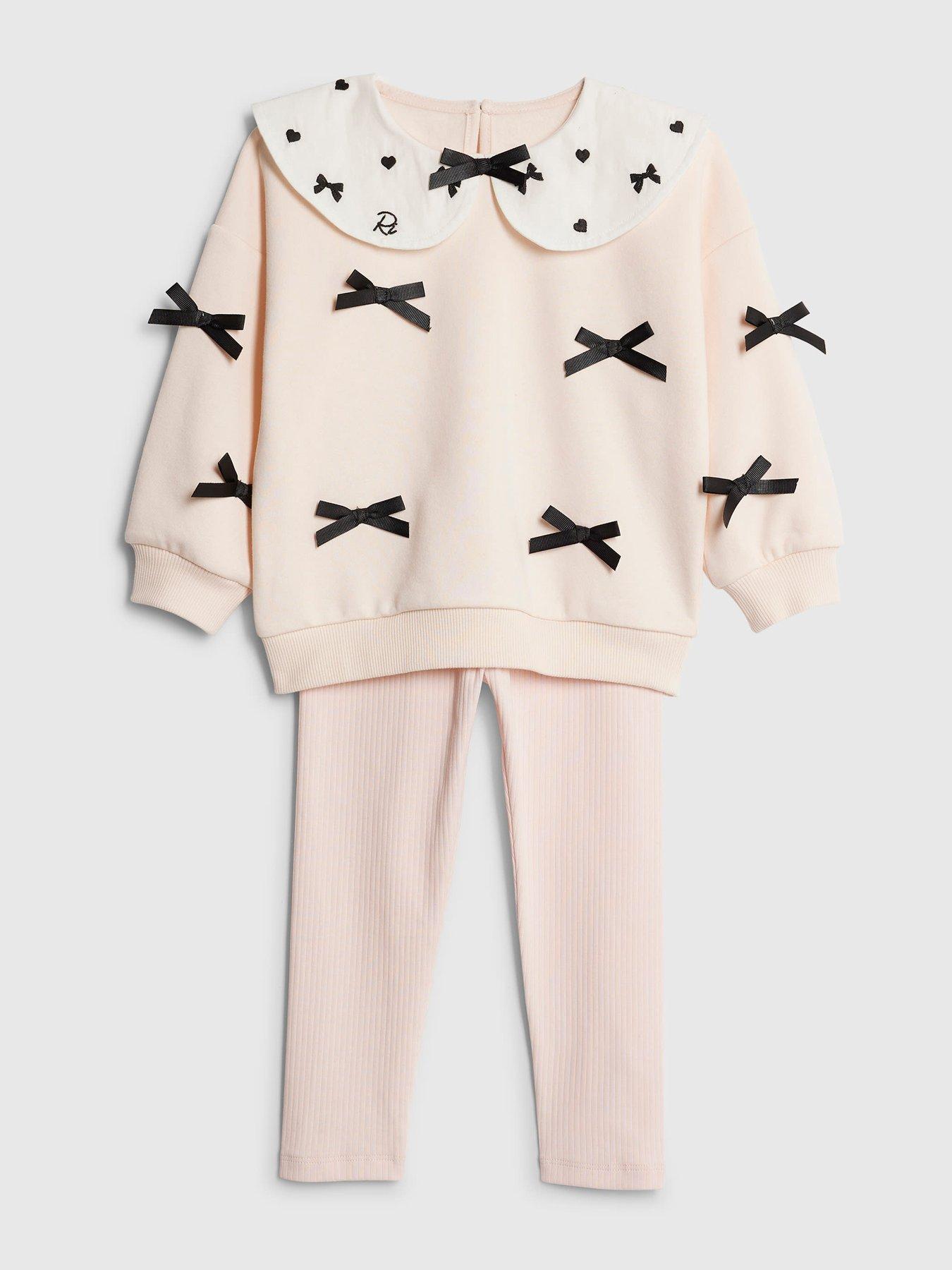  image of river-island-mini-girls-collared-bow-sweatshirt-set-light-pink