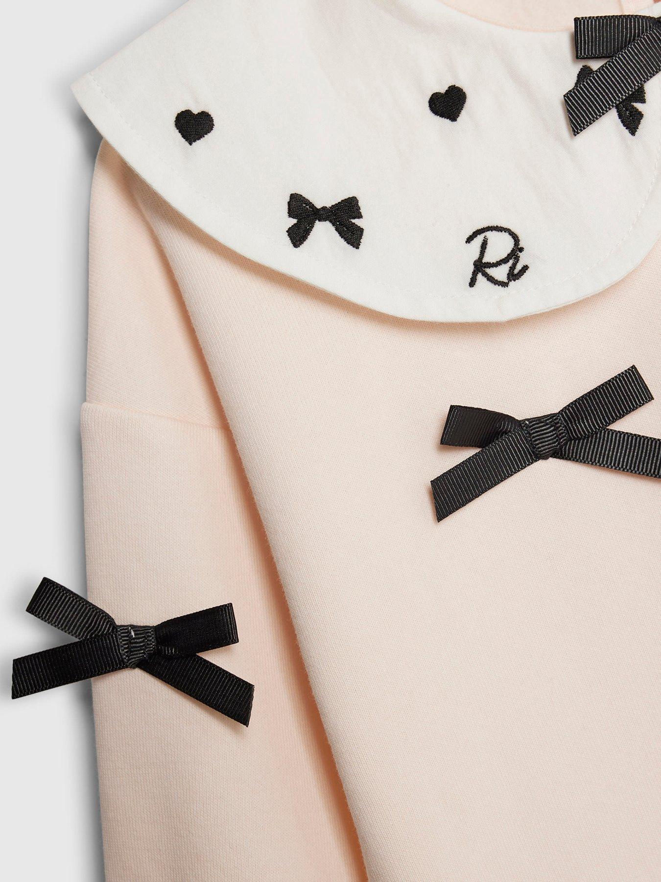  image of river-island-mini-girls-collared-bow-sweatshirt-set-light-pink