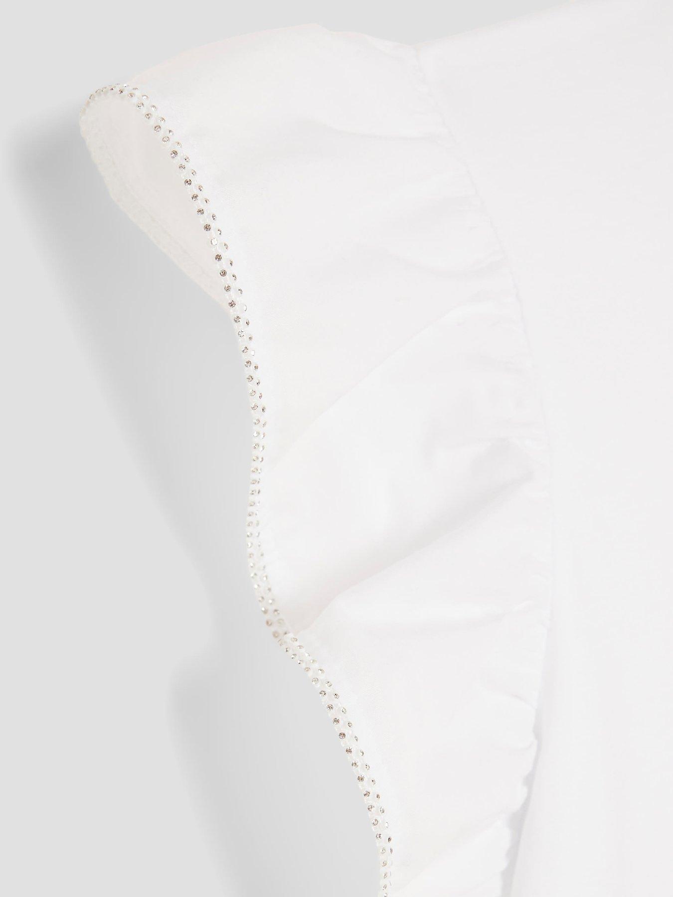 Image 3 of 4 of River Island Older Girls Frill Bow T-Shirt - White