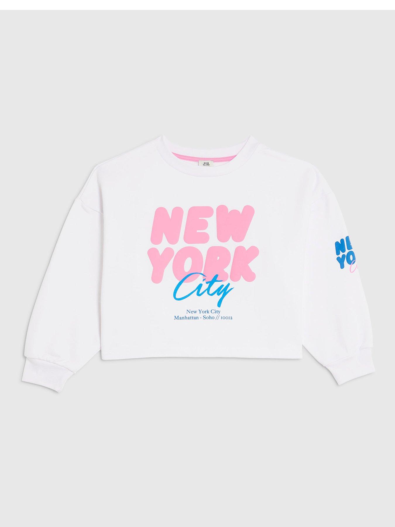 River Island Older Girls New York Sweatshirt - White