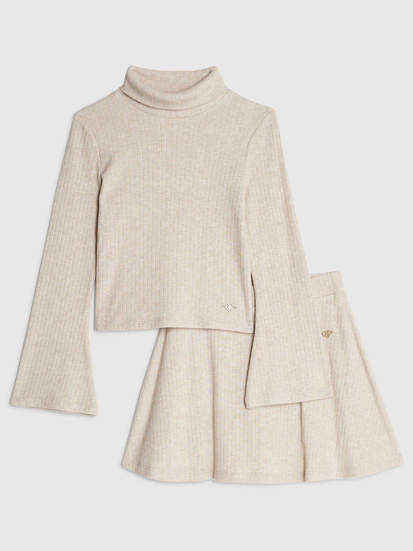 River Island Older Girls Cosy Top And Skort Set - Beige