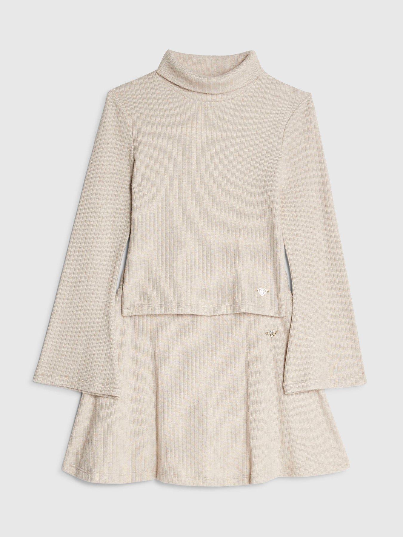  image of river-island-older-girls-cosy-top-and-skort-set-beige