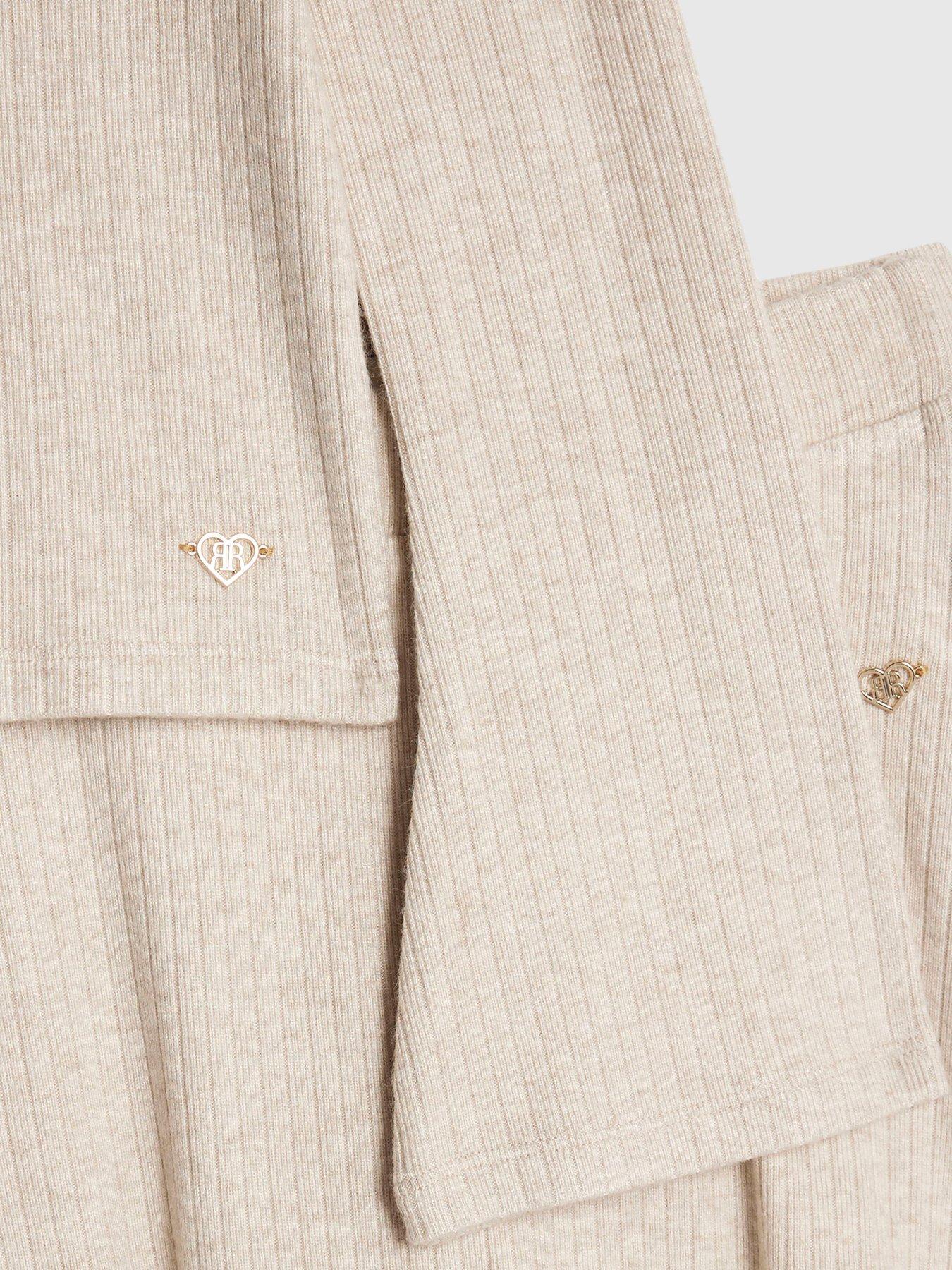  image of river-island-older-girls-cosy-top-and-skort-set-beige