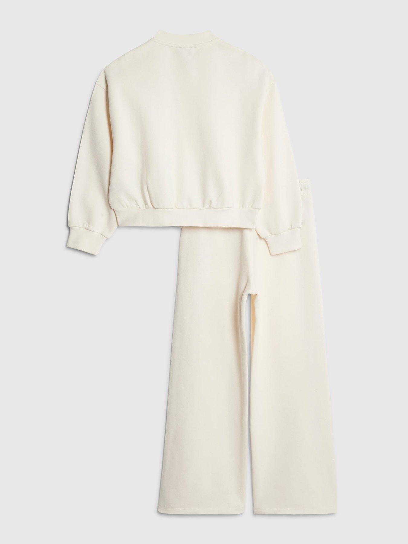  image of river-island-older-girls-lace-sweatshirt-set-cream