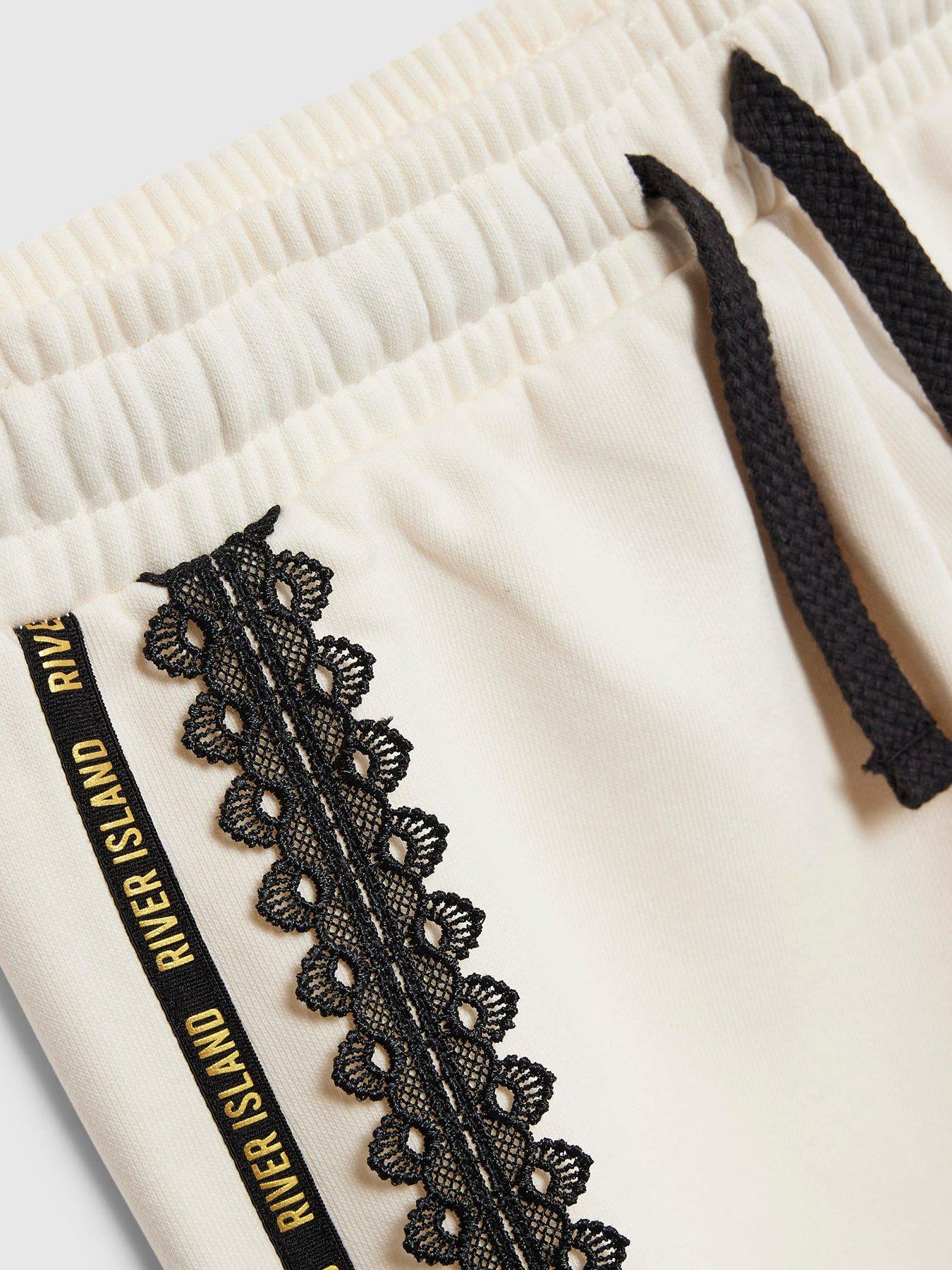  image of river-island-older-girls-lace-sweatshirt-set-cream