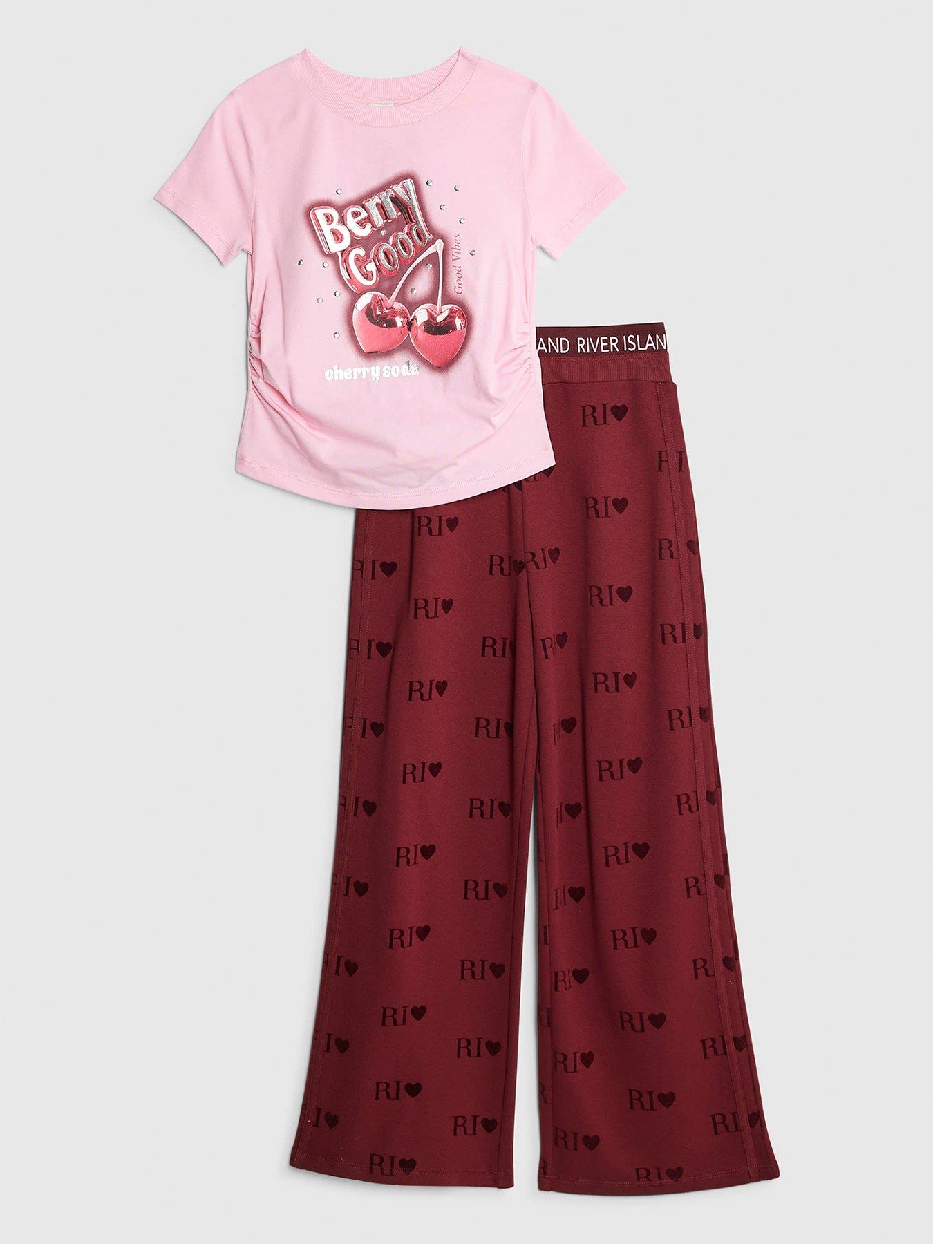 River Island Older Girls Diamante Berry Good Waistband Set - Red