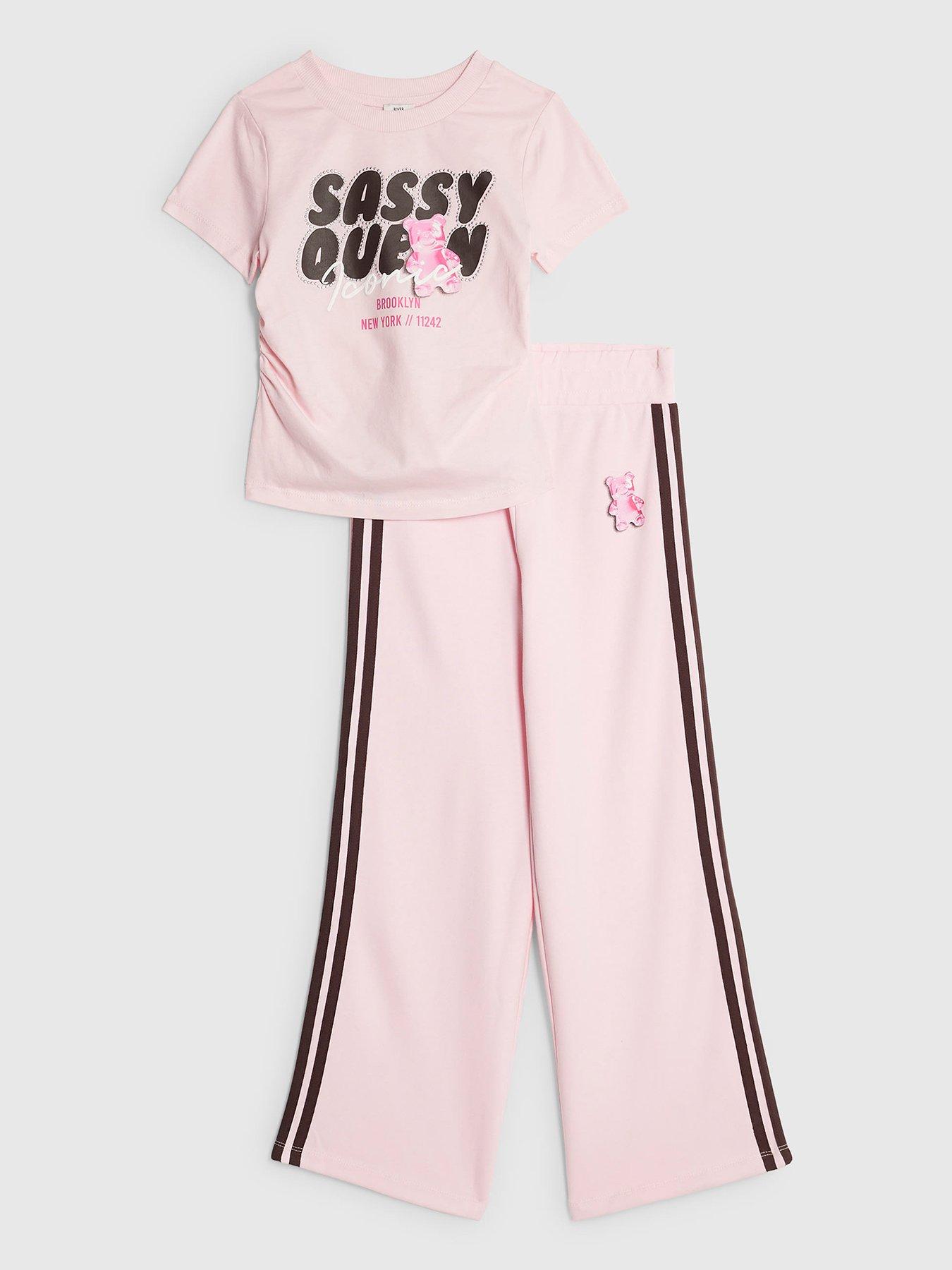 River Island Older Girls Sassy Queen Tracksuit Set - Pink