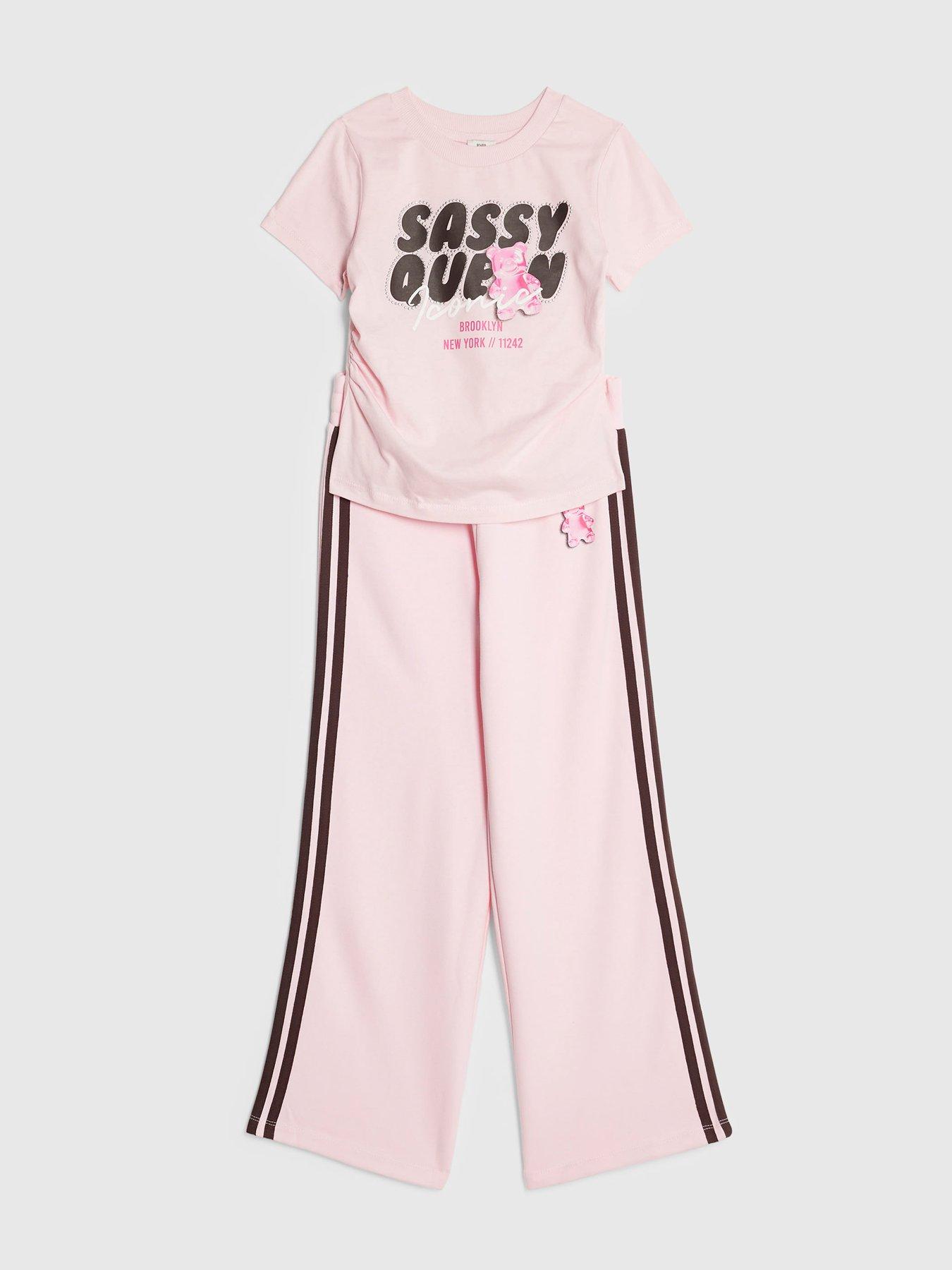  image of river-island-older-girls-sassy-queen-tracksuit-set-pink