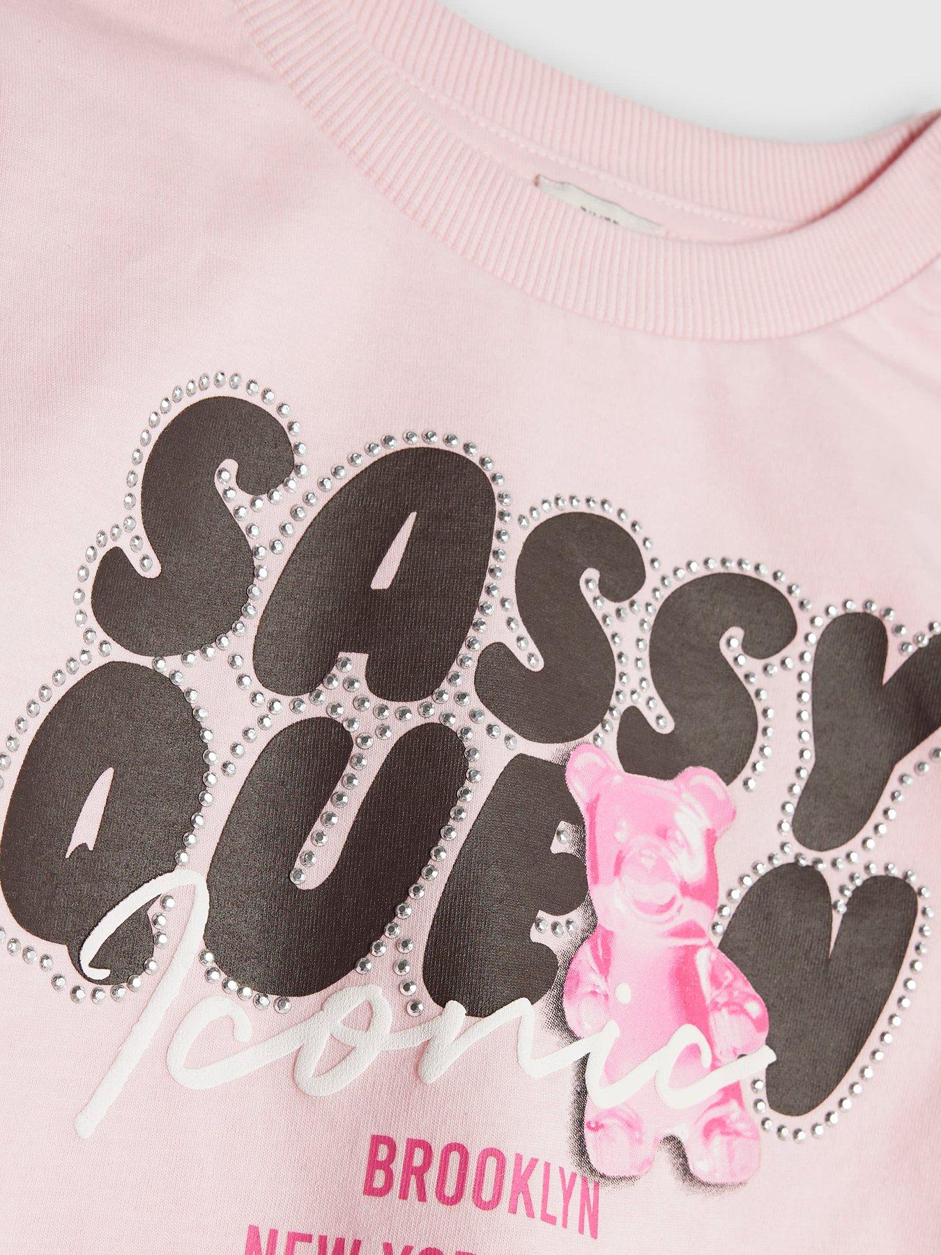  image of river-island-older-girls-sassy-queen-tracksuit-set-pink
