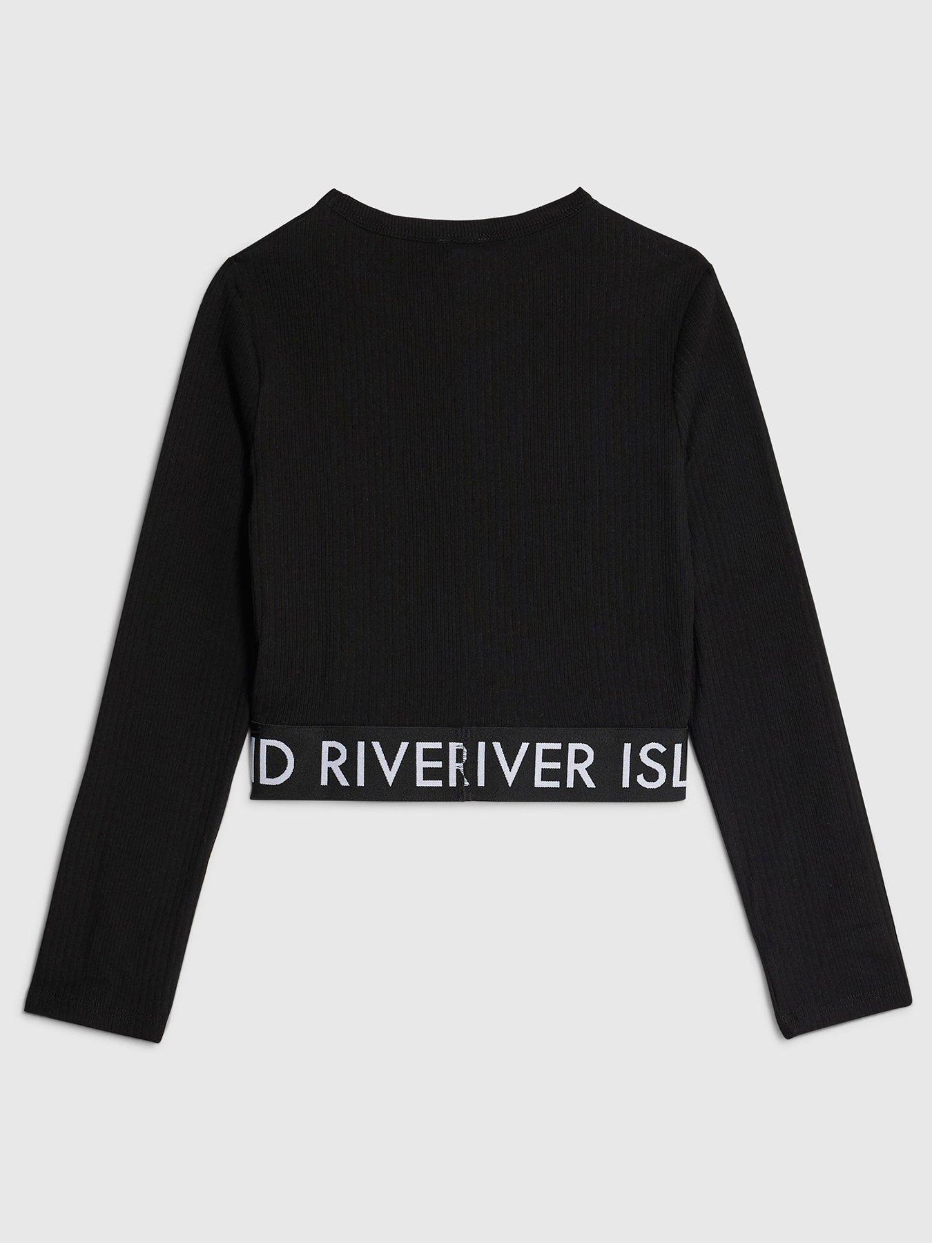 Image 2 of 4 of River Island Older Girls Ribbed Waistband Top - Black