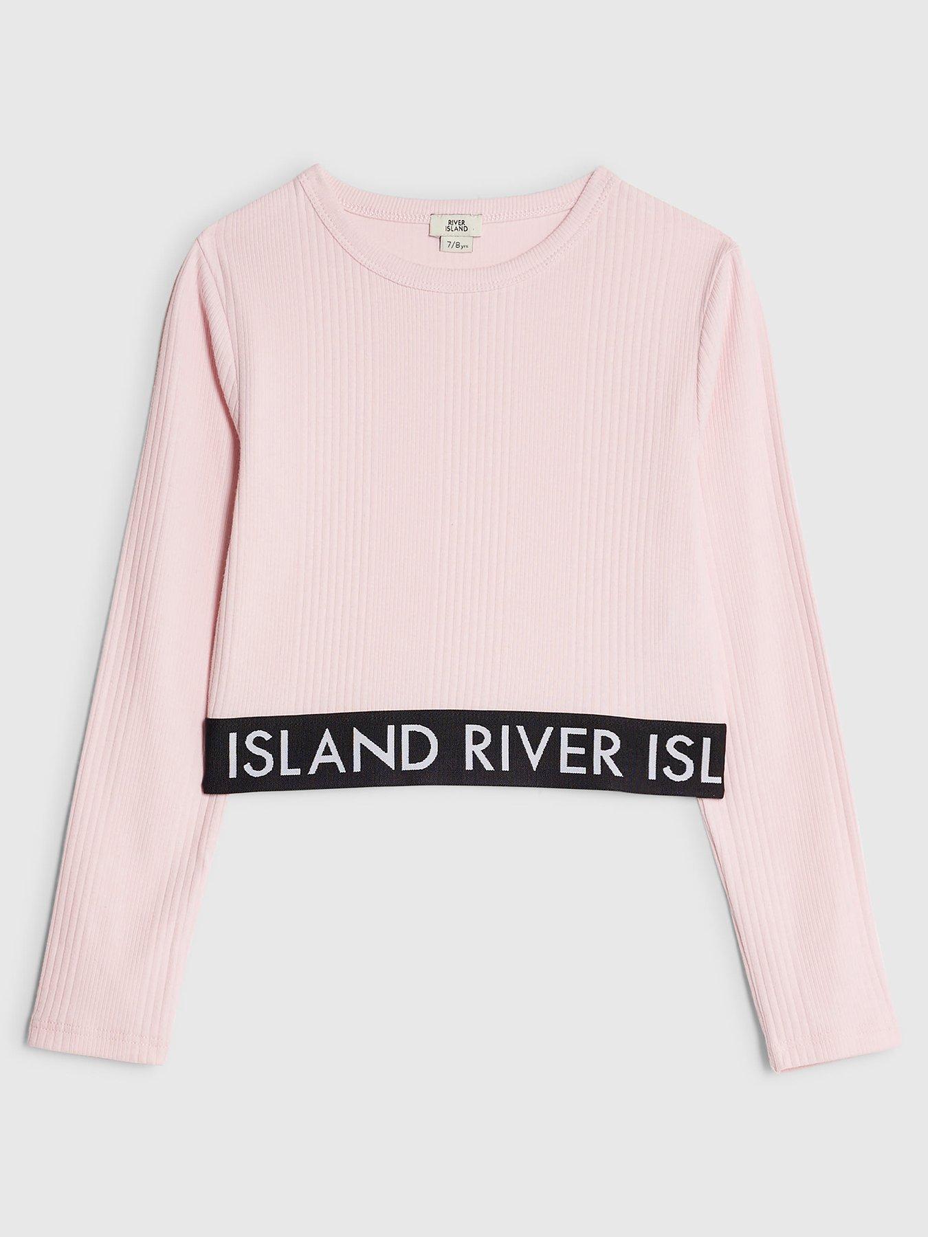 River Island Older Girls Ribbed Waistband Top - Light Pink