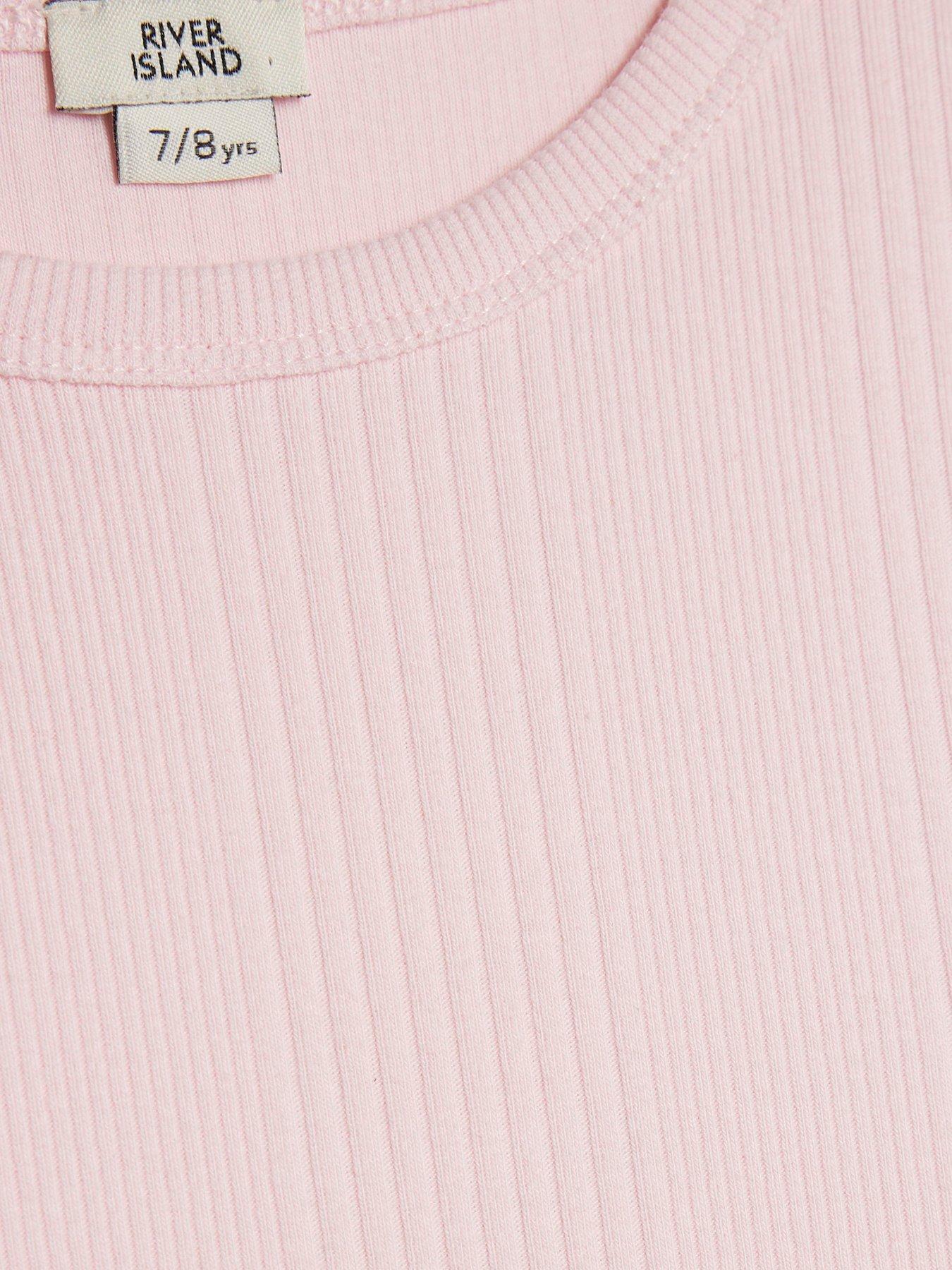 Image 4 of 4 of River Island Older Girls Ribbed Waistband Top - Light Pink