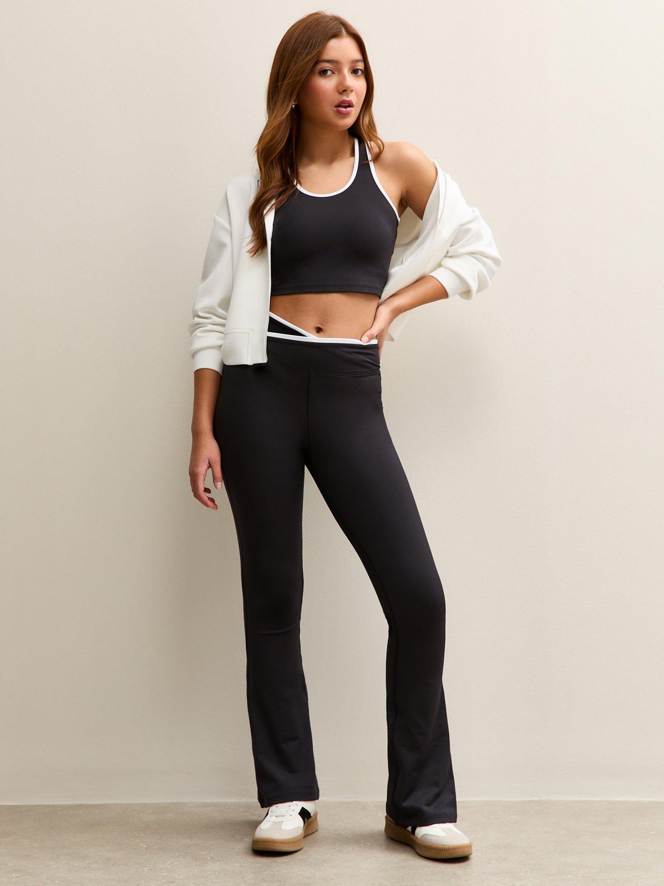  image of new-look-915-girls-contrast-trim-crop-top-black