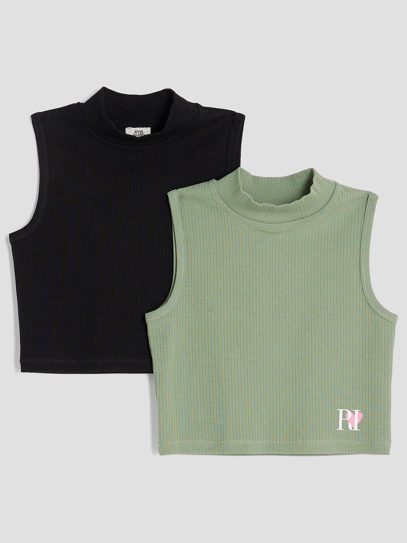 undefined Older Girls 2 Pack High Neck Tank Tops - Multi