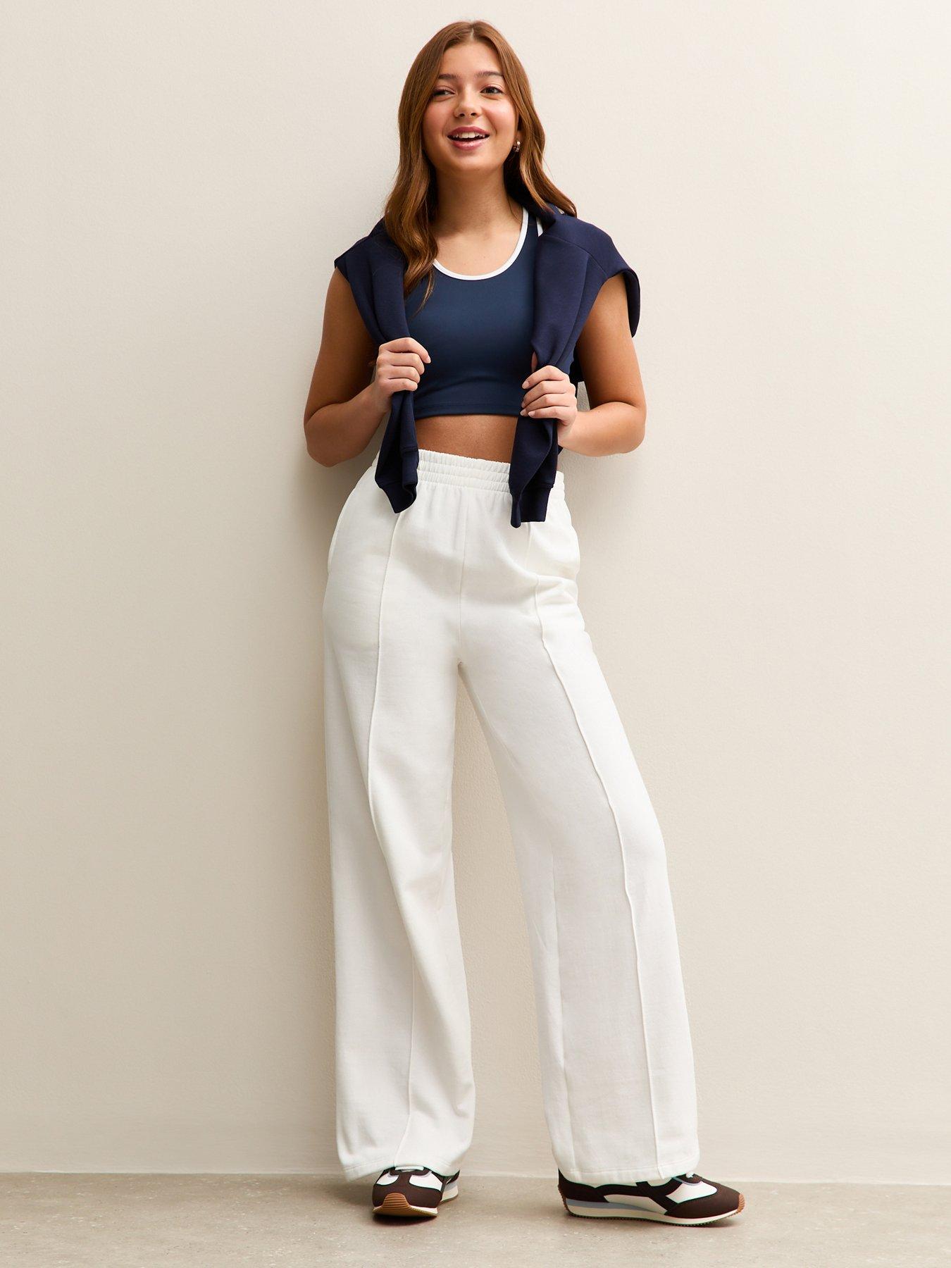  image of new-look-915-girls-contrast-trim-crop-top-navy