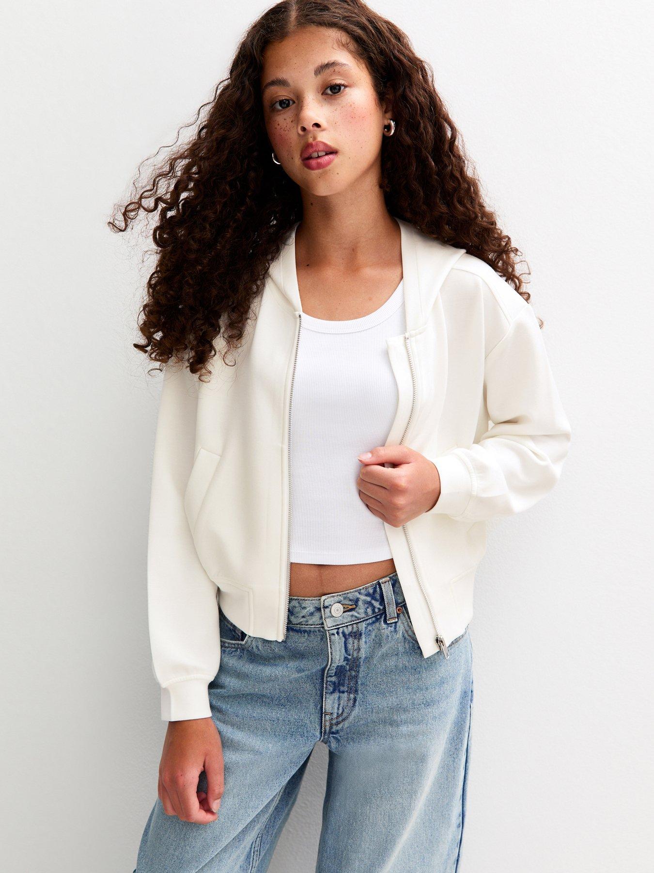 New Look 915 Soft Touch Zip Up Hoodie - Cream