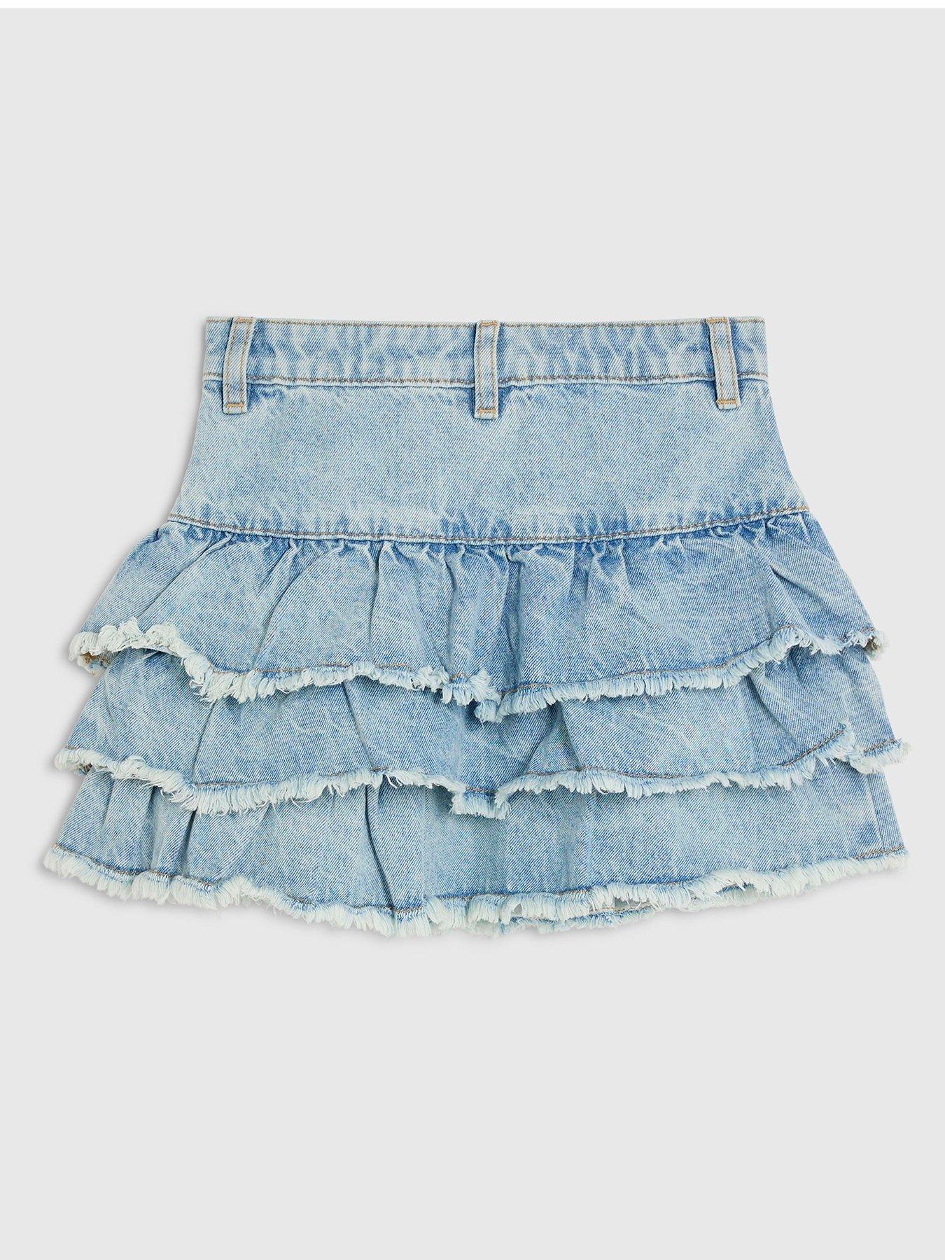 Image 2 of 4 of River Island Older Girls Tiered Charm Rara Skirt - Blue