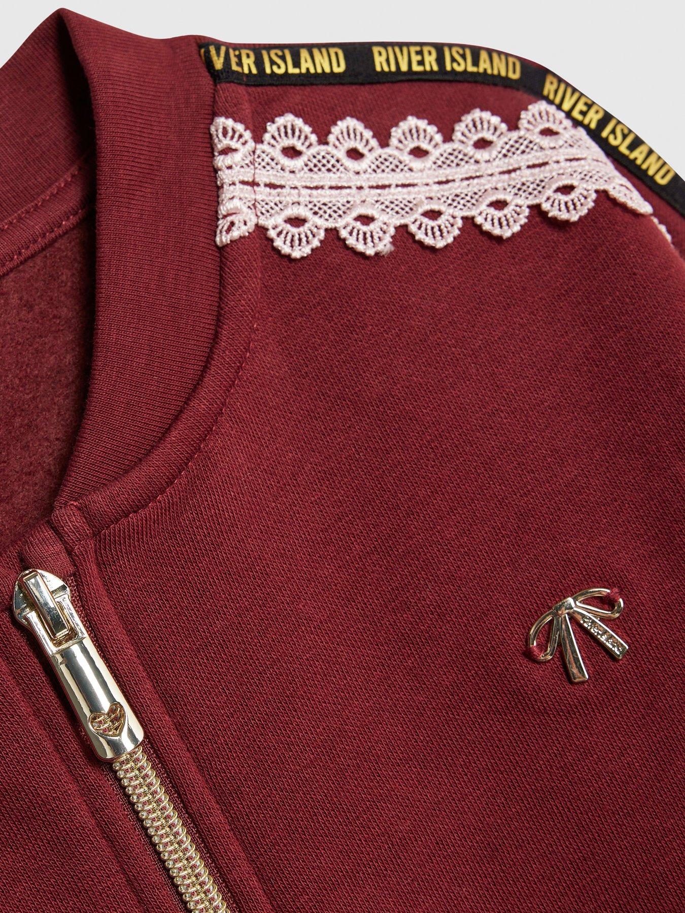  image of river-island-older-girls-lace-sweatshirt-set