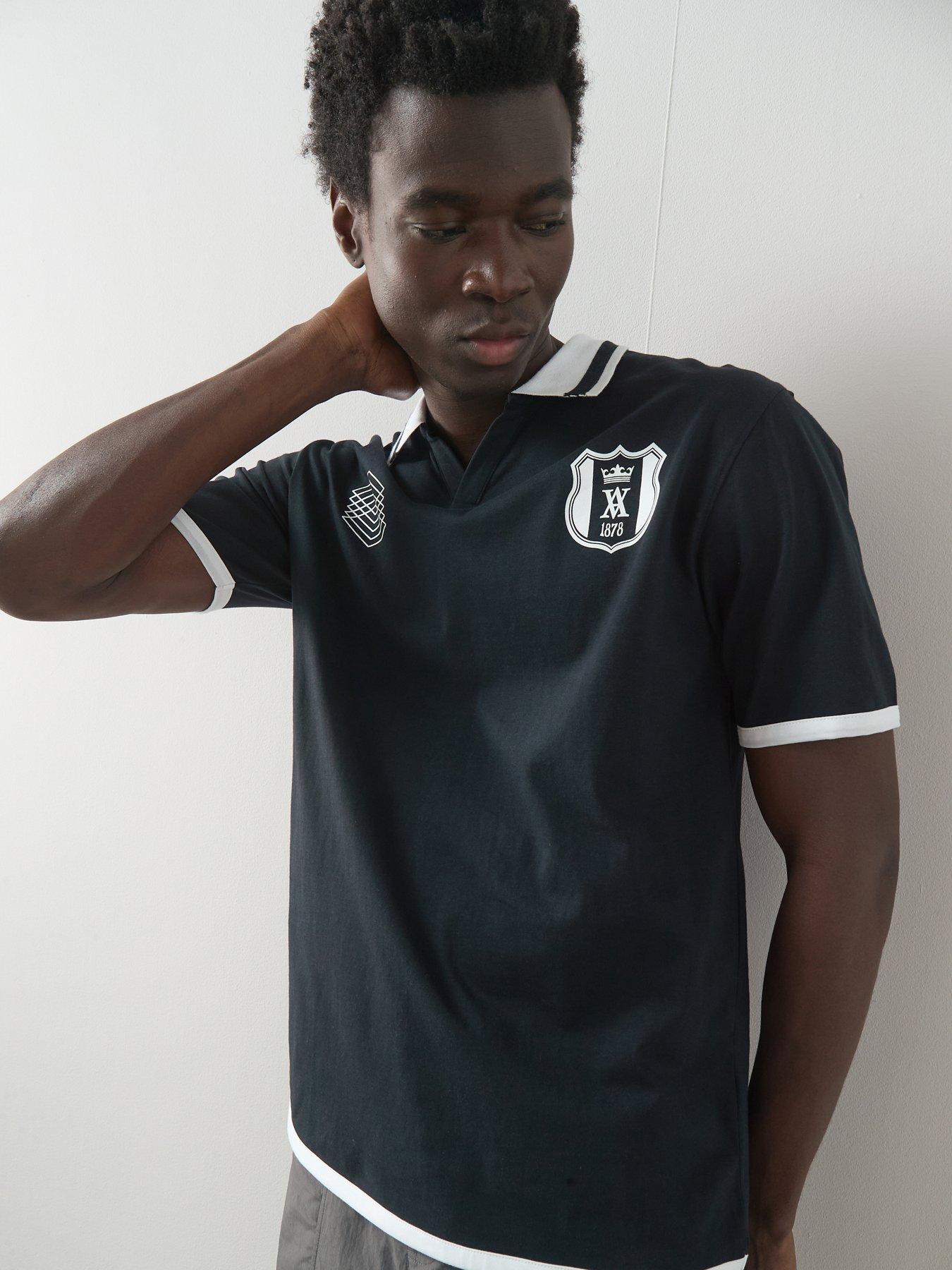 The Very Collection Pure Cotton Chest Graphic Trophy Neck Polo Shirt - Navy