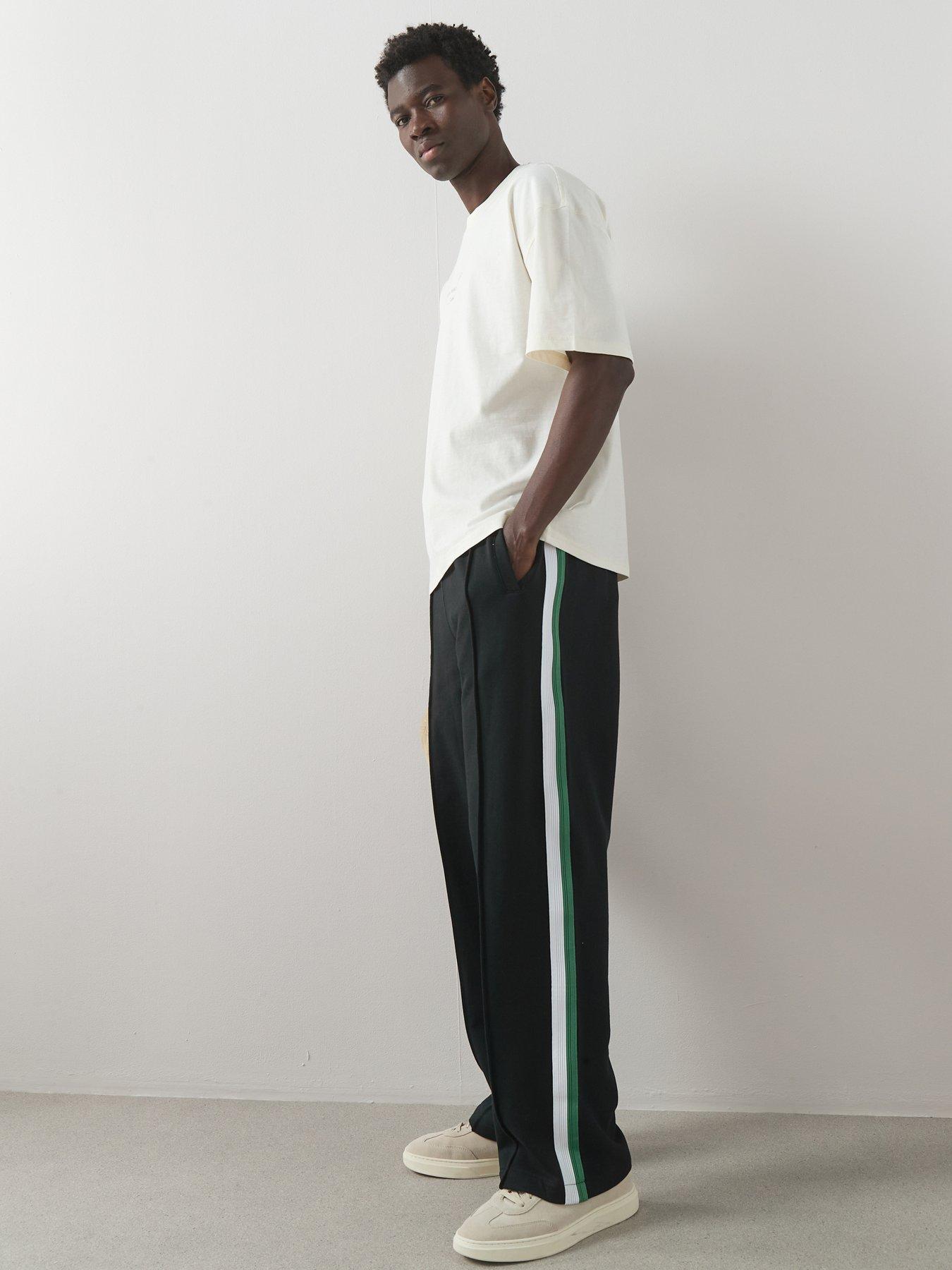 The Very Collection Pure Cotton Contrast Stripe Wide Leg Joggers - Black