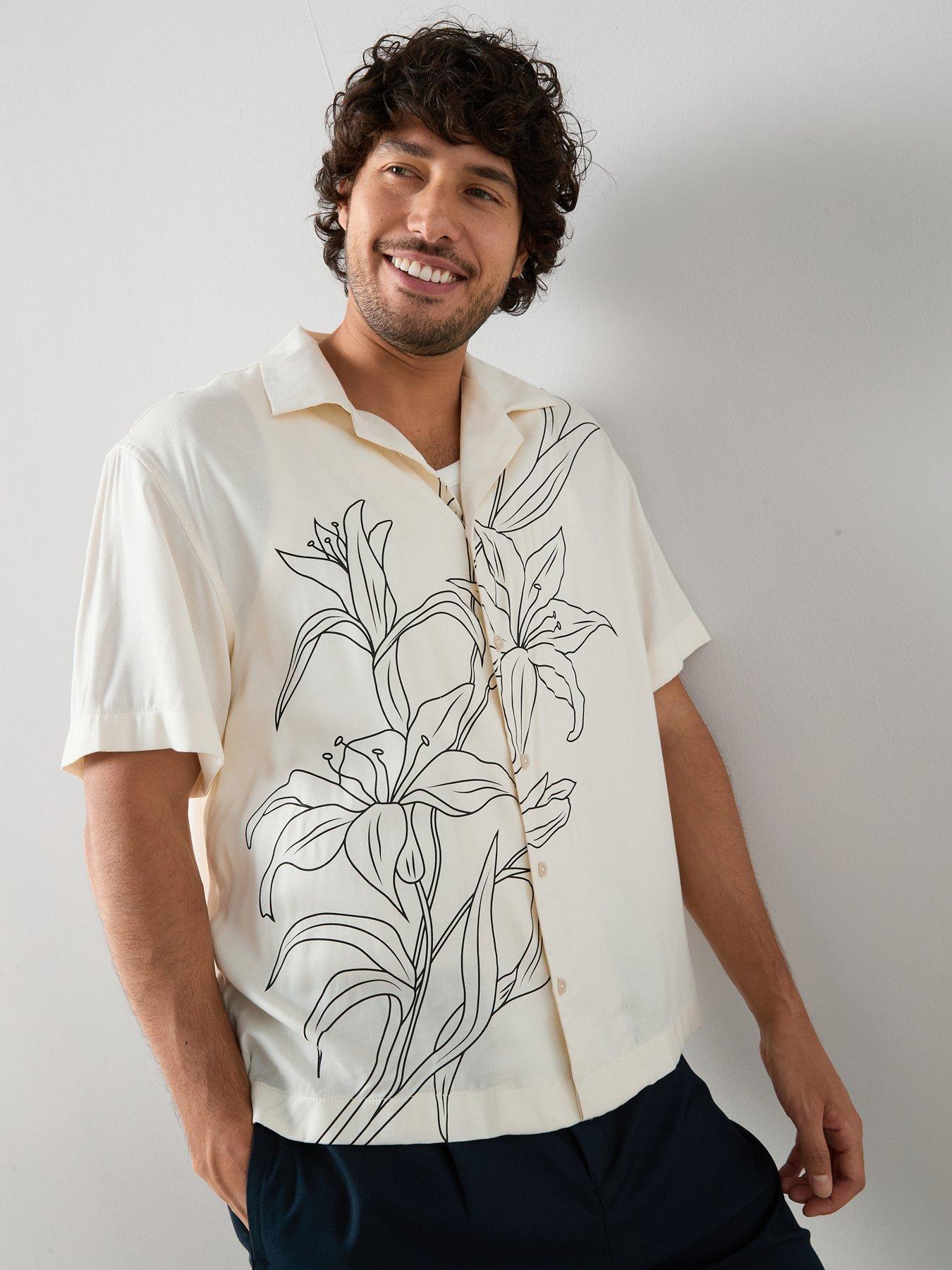 The Very Collection Floral Line Graphic Shirt - Ecru