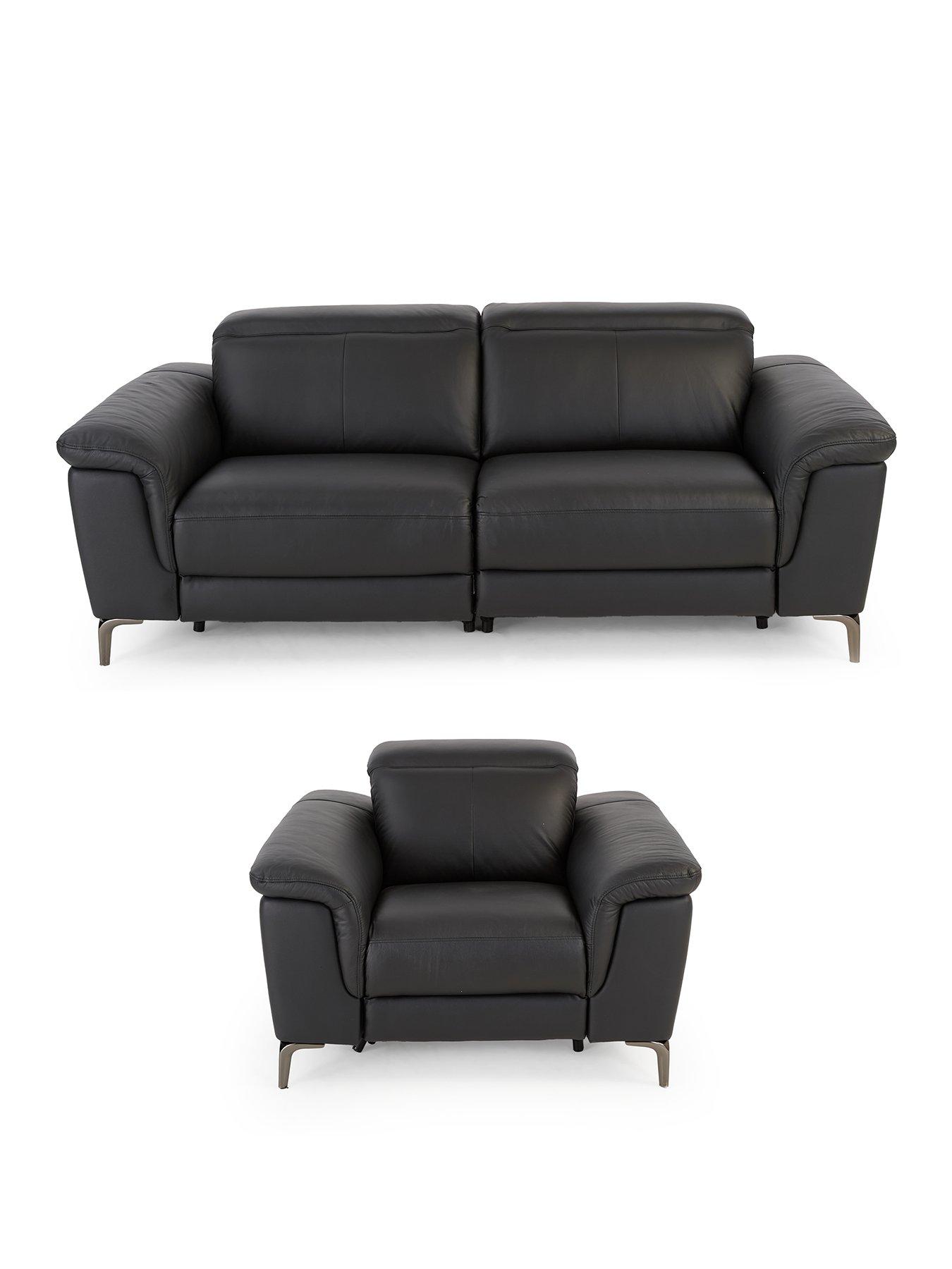 Image 2 of 8 of The Very Collection Lorenza Leather/Faux Leather 3 Seater Sofa + Armchair Set (Buy &amp; SAVE!)