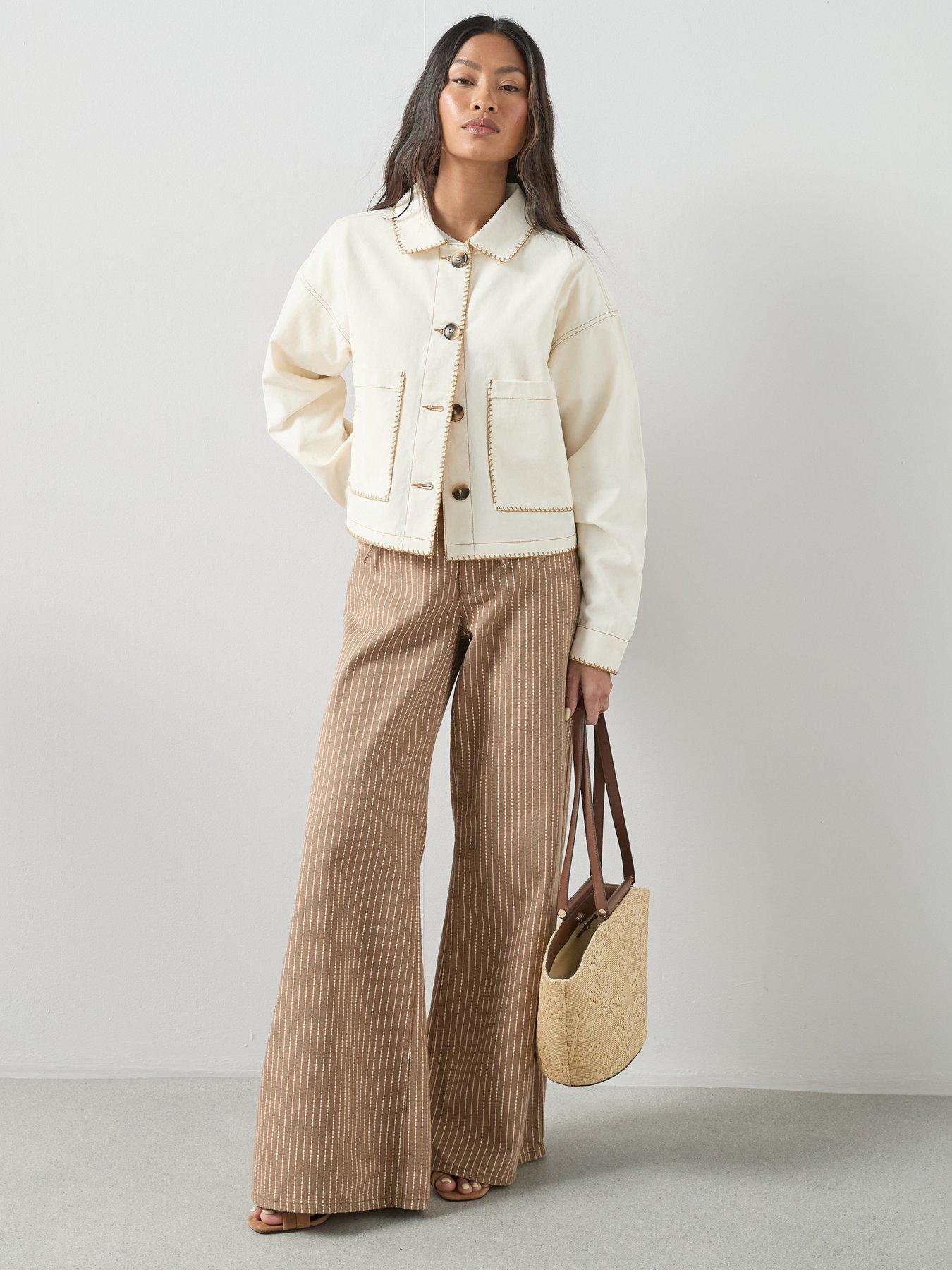The Very Collection Blanket Stitch Utility Jacket - Cream