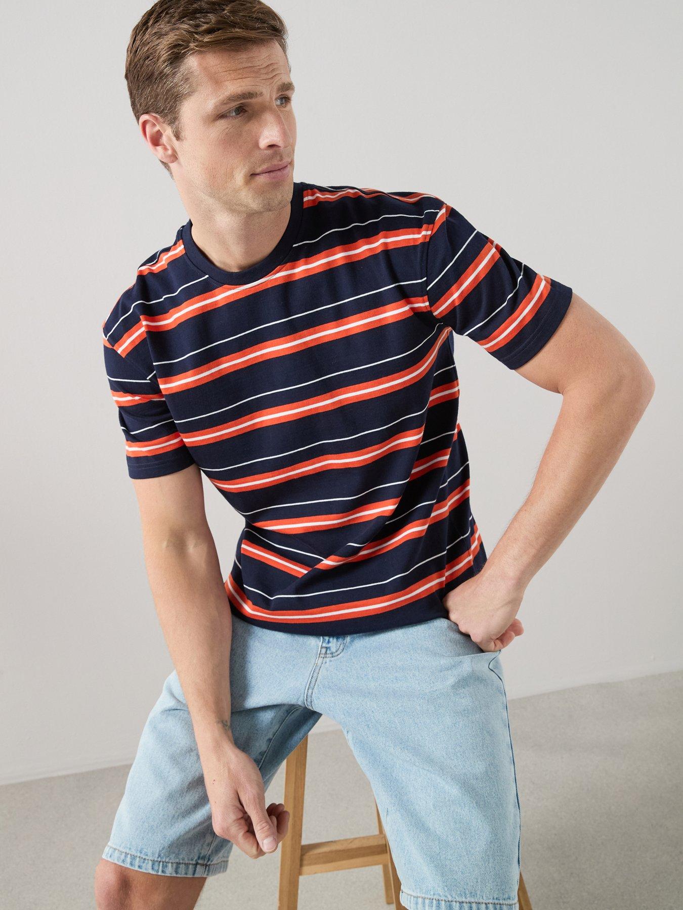The Very Collection Yarn Dyed Contrast Stripe T-shirt - Navy