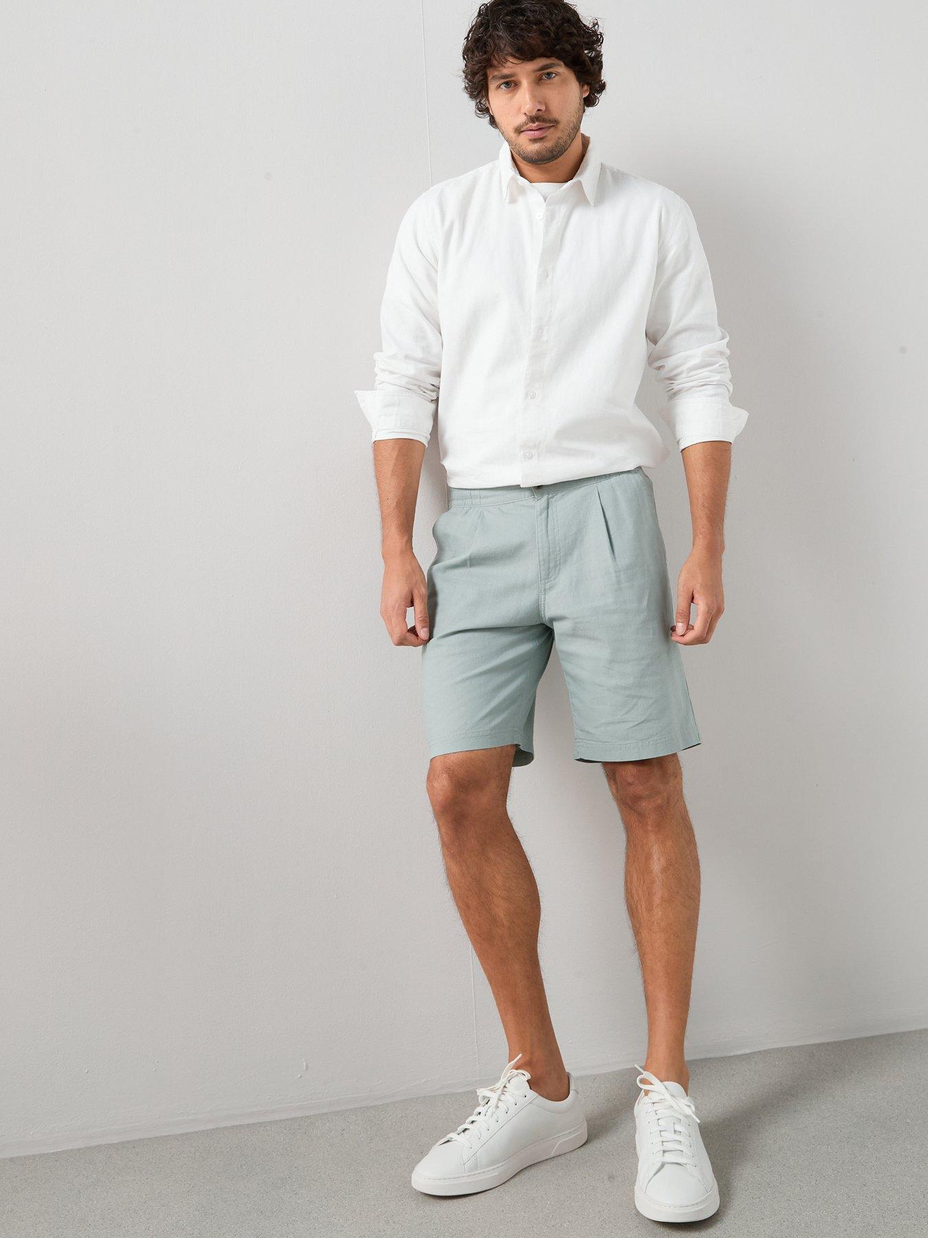 The Very Collection Regular Fit Cotton Linen Blend Shorts - Sage